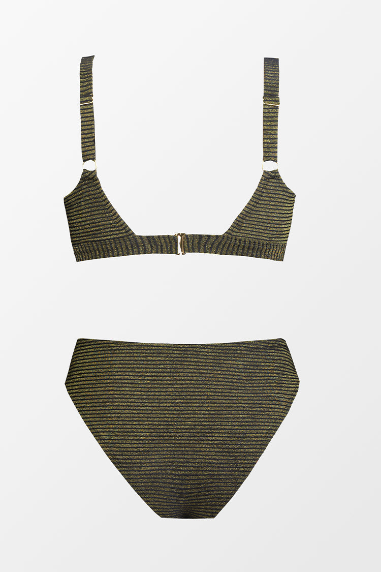 Ribbed Keyhole Bralette & High Waist Plus Size Bikini Set