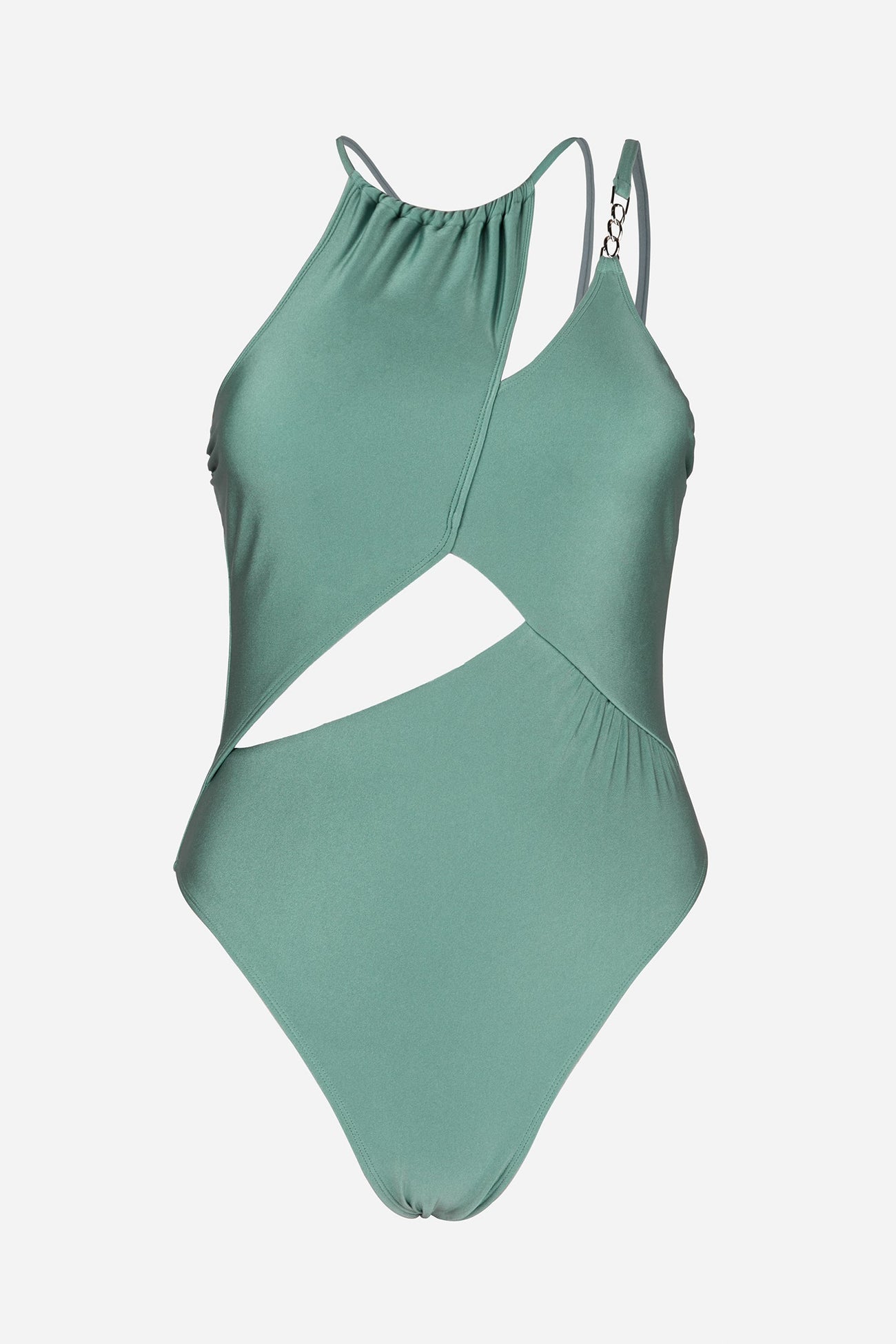 Italian Voyage Asymmetrical Cutout Chain One Piece Swimsuit