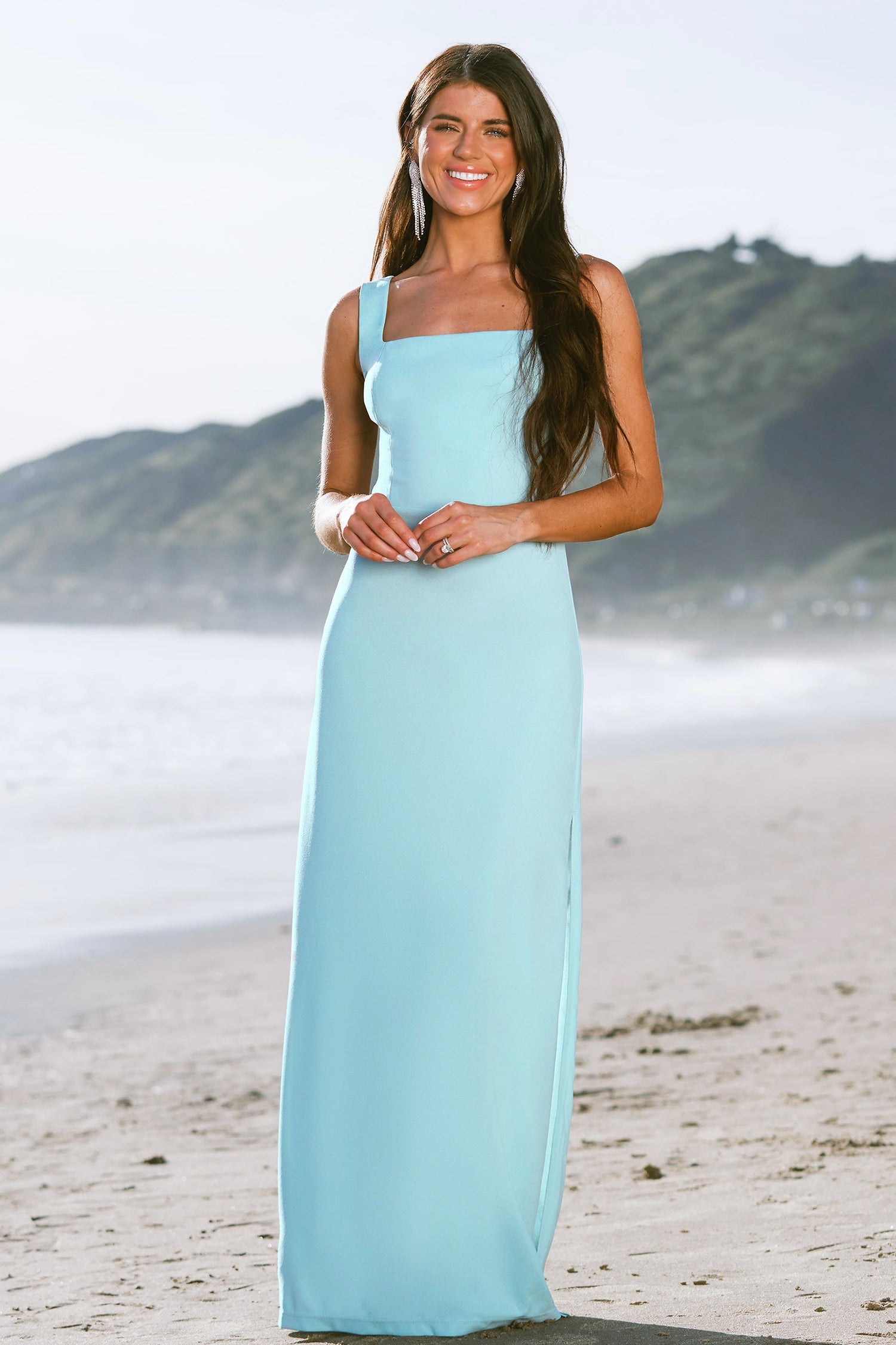 X Madison Beach Wedding Something Blue Side Slit Maxi Dress