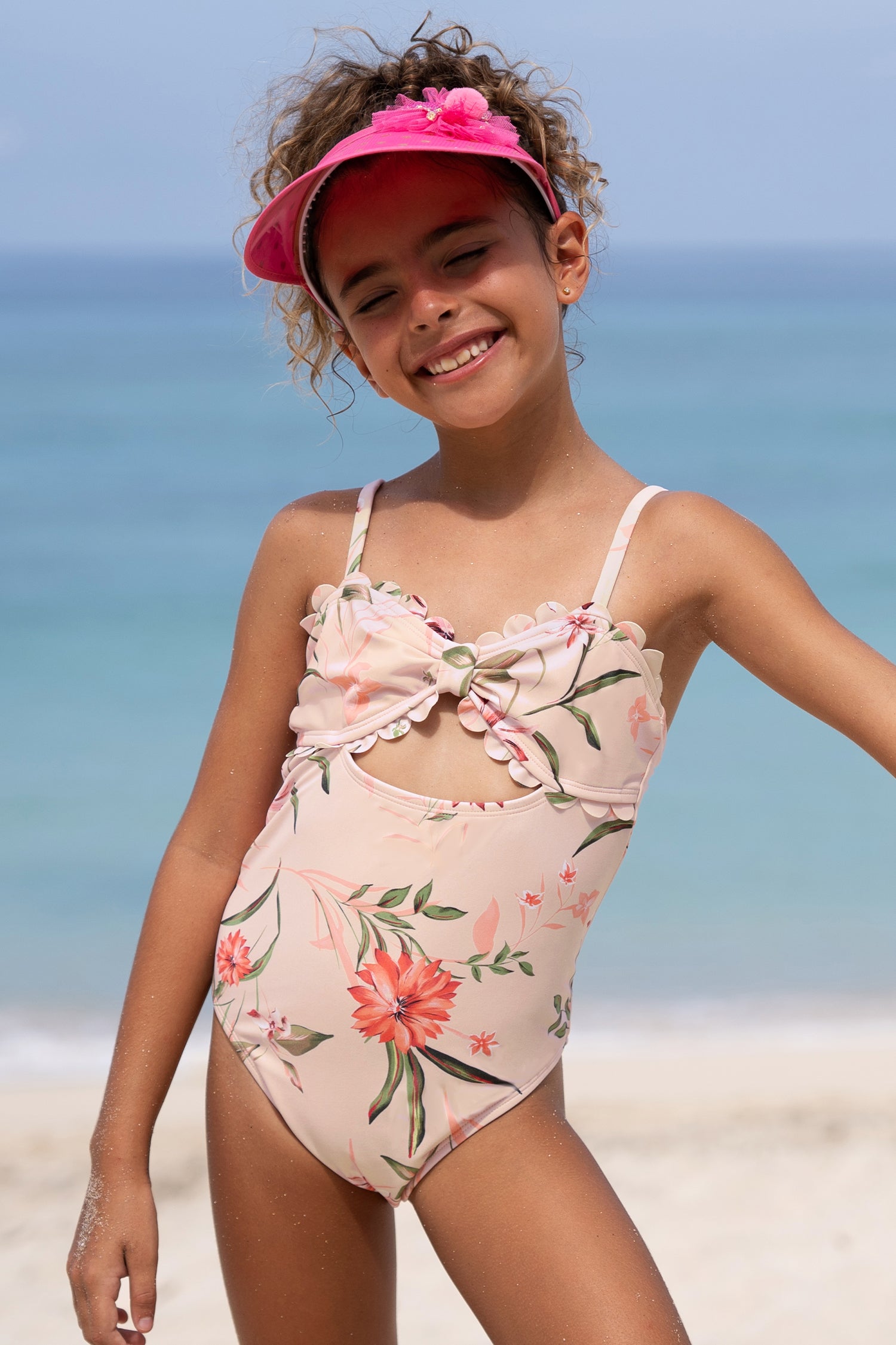 Girls Spring Breath Garden Scalloped One Piece Swimsuit