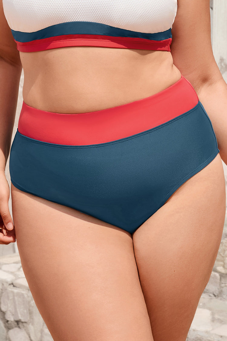 4th of July Sea to Shining Sea Banded High Waist Plus Size Bikini Bottoms