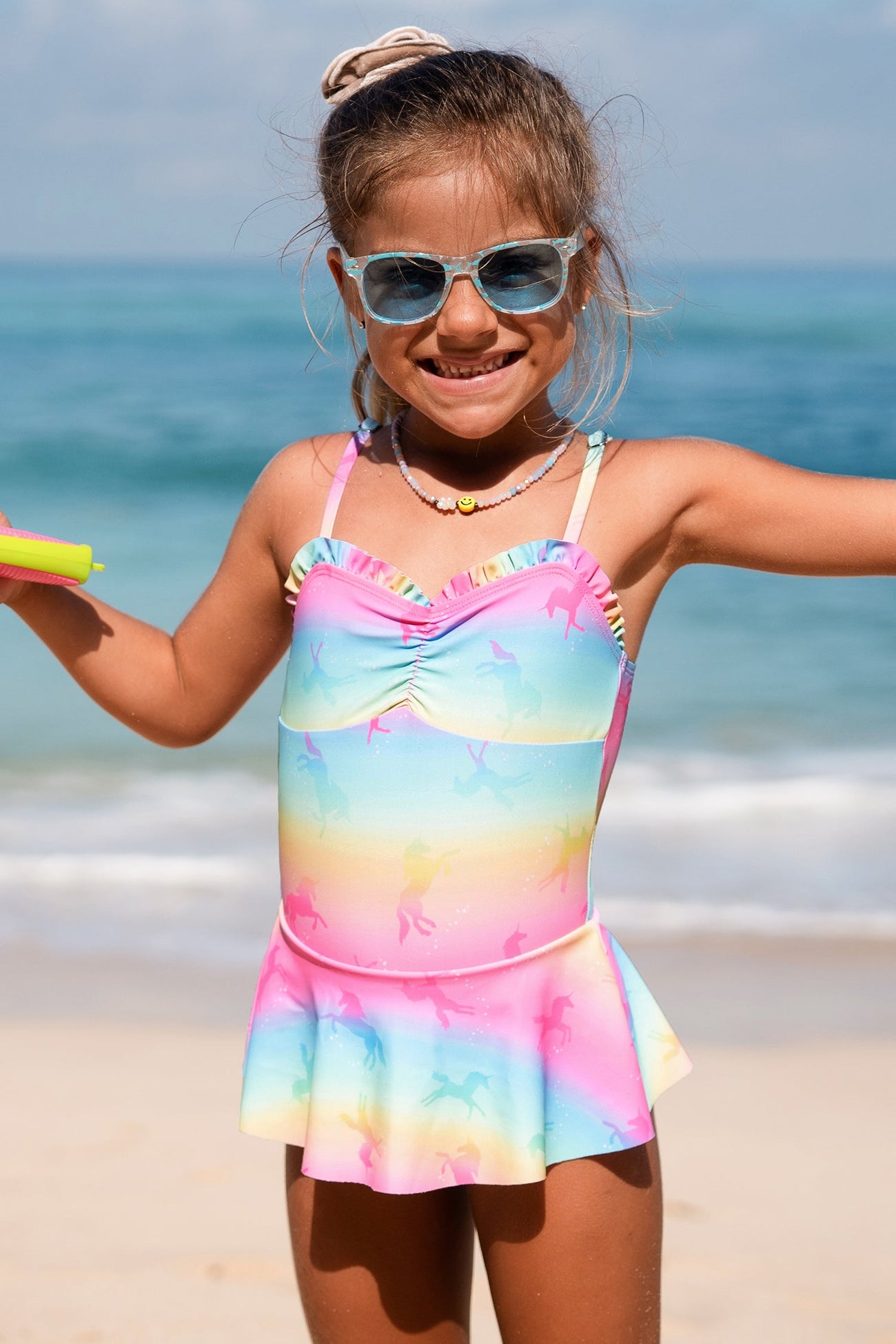 Girls Rainbow Pegasus Merrow Edge Swim Dress