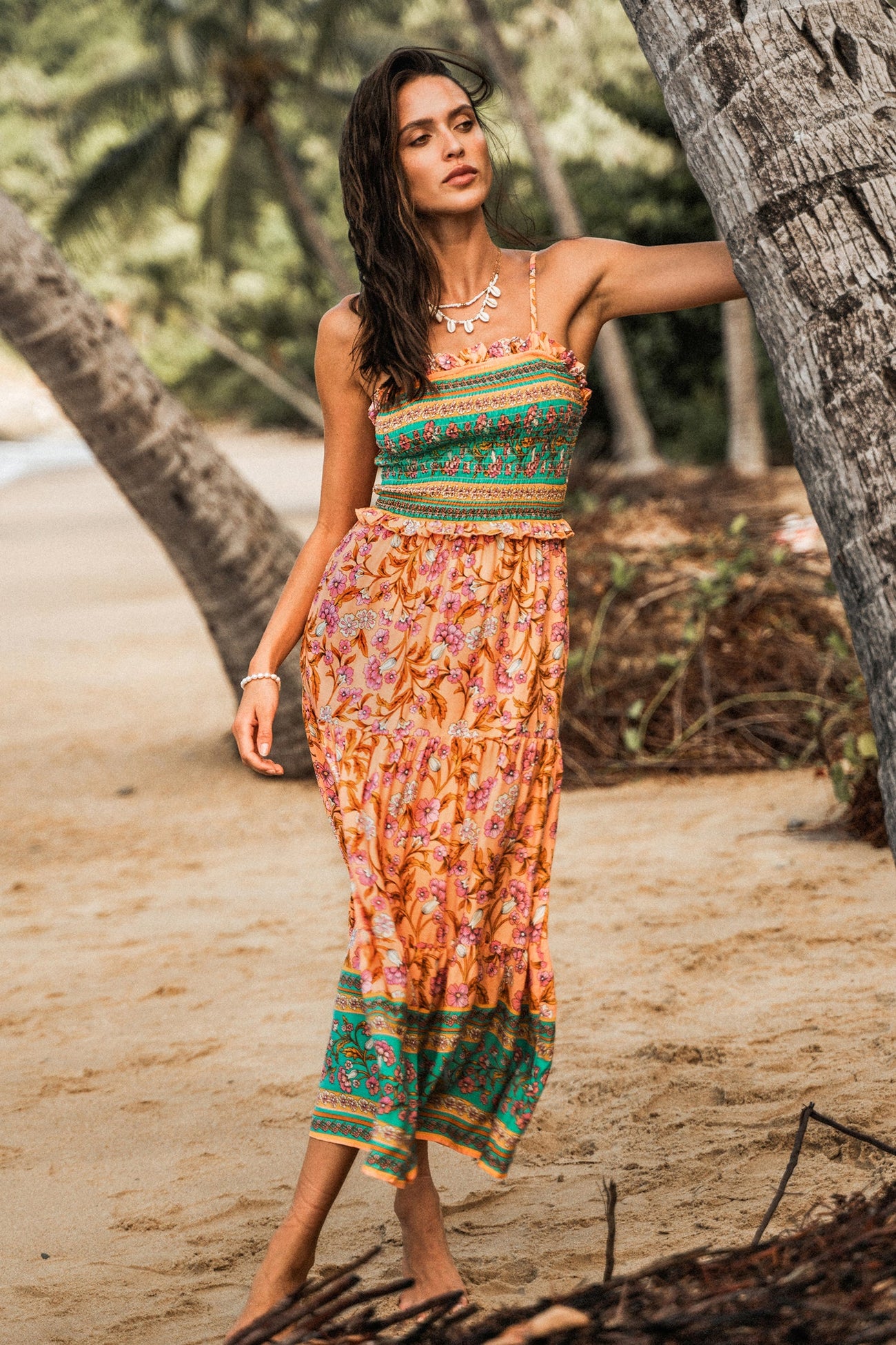 Floral Paisley Smocked Maxi Dress