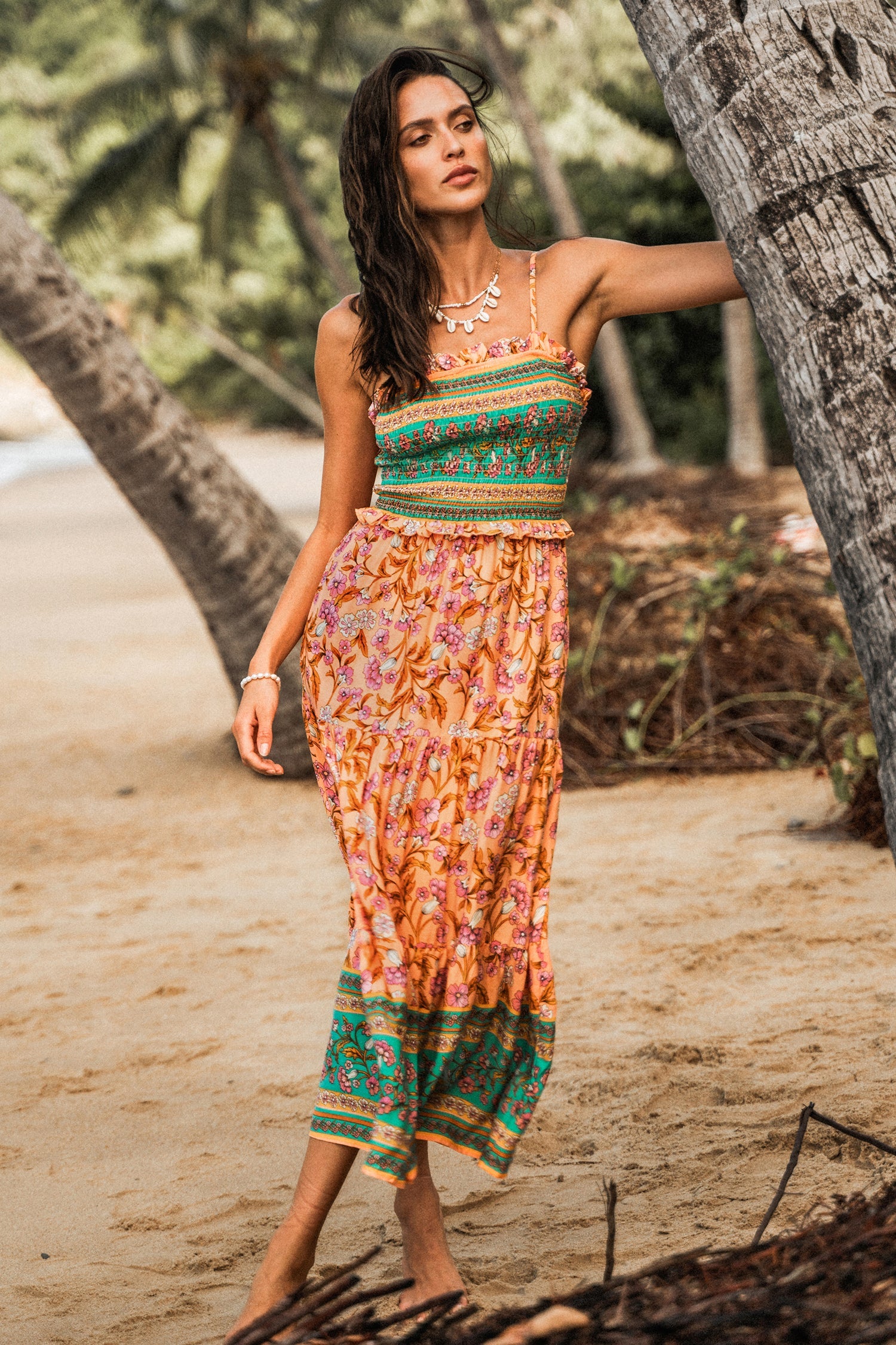 Floral Paisley Smocked Maxi Dress