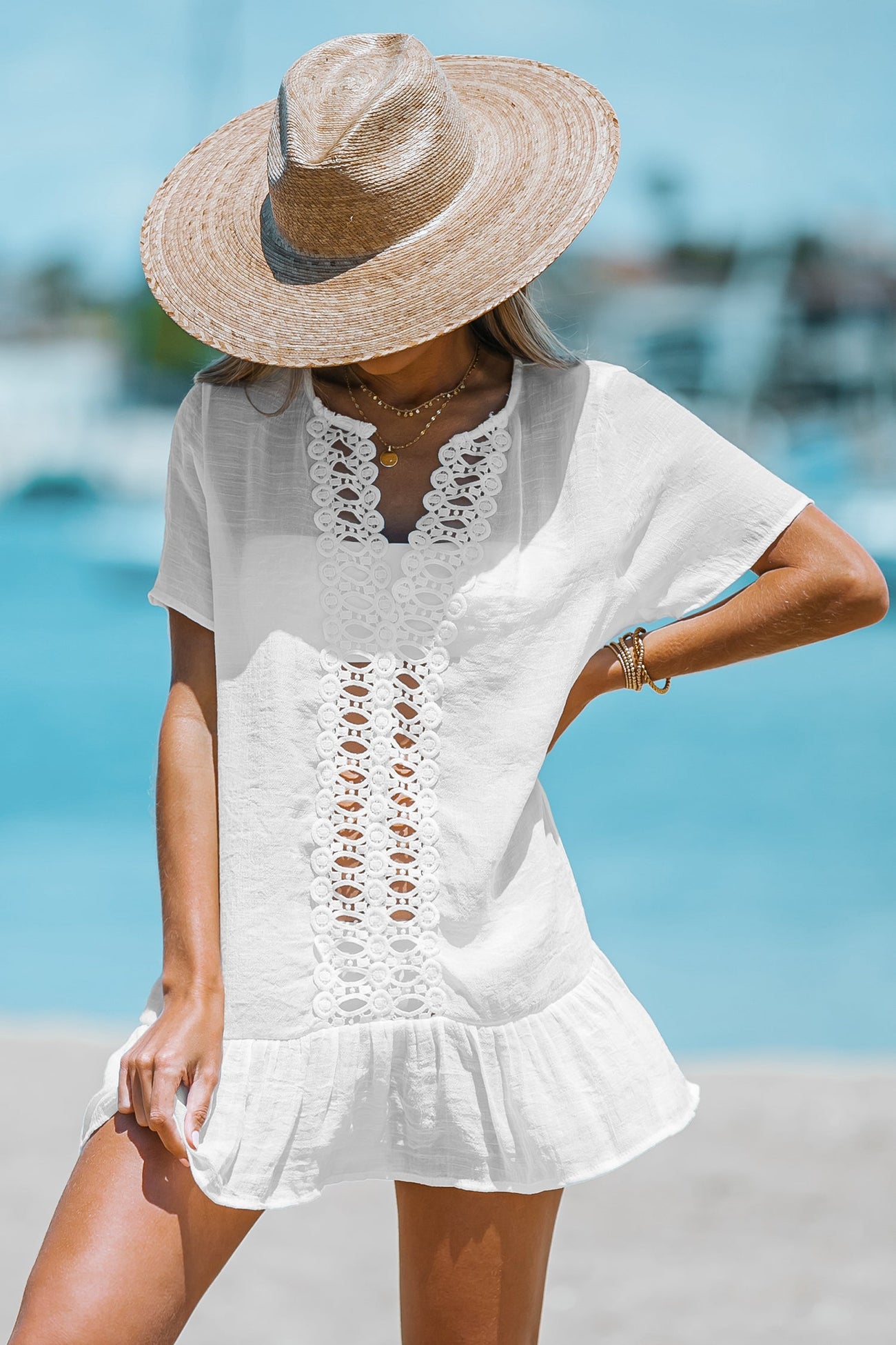 Cutout Lace Cover-Up Dress