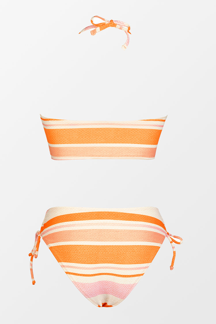 Happy Stripe Tunneled Cutout Bralette And Hipster Set