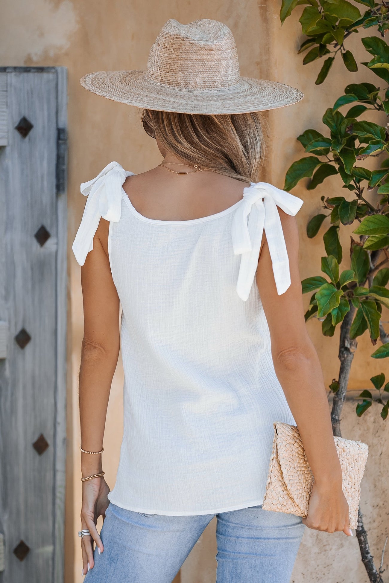 Seersucker Tie Straps Cami