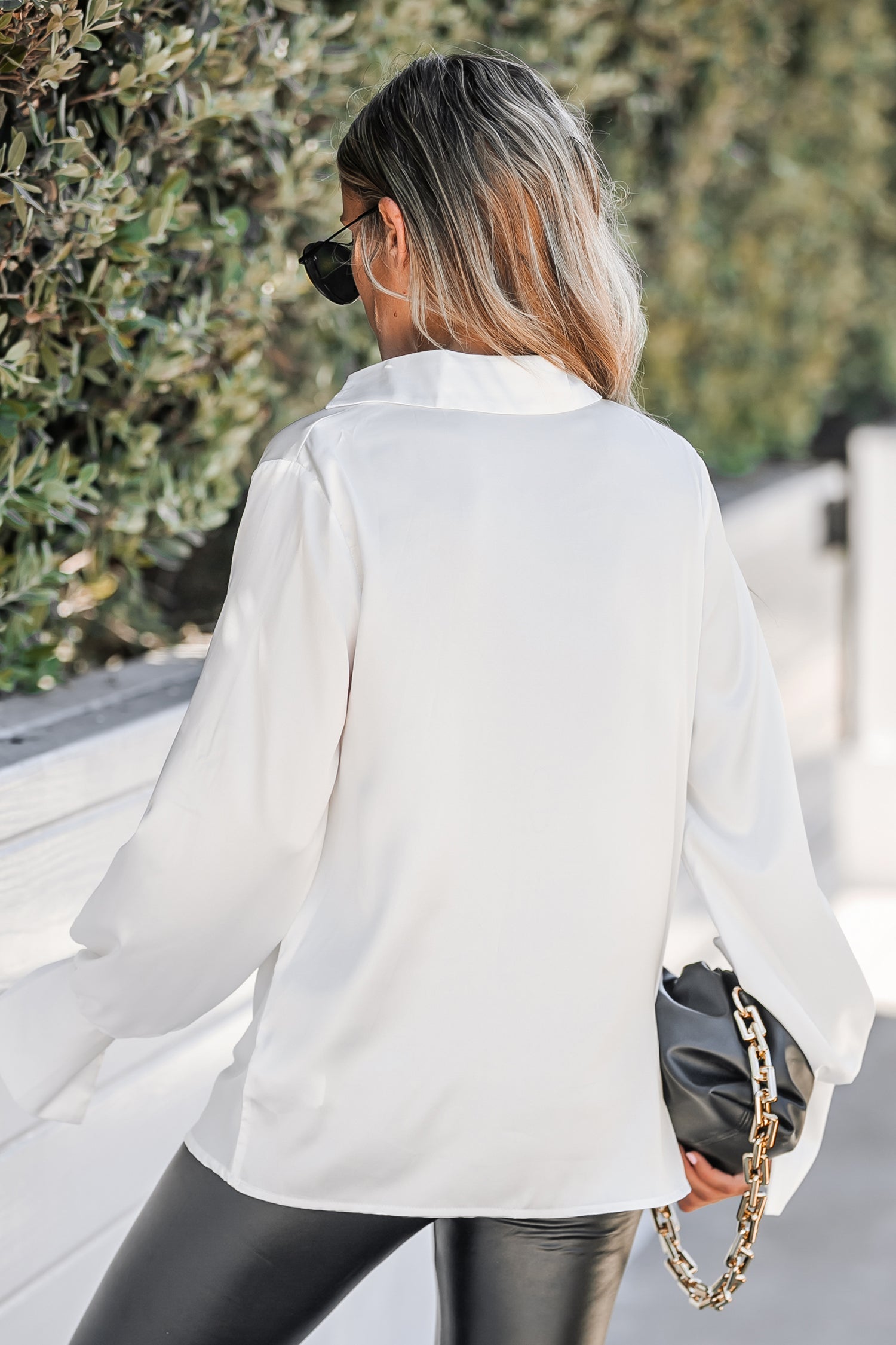 Let's Party Satin Drape Neck Blouse