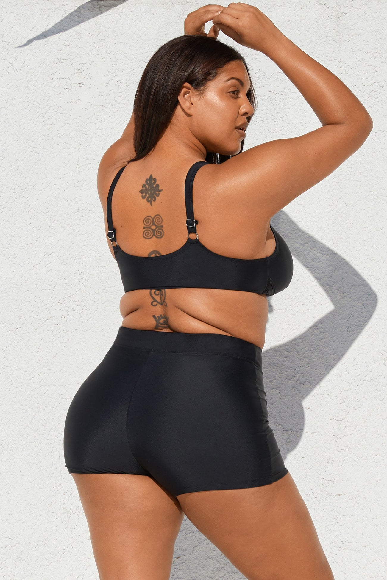 Boho Rhapsody Wrap Bralette & Bike Shorts Plus Size Swim Set