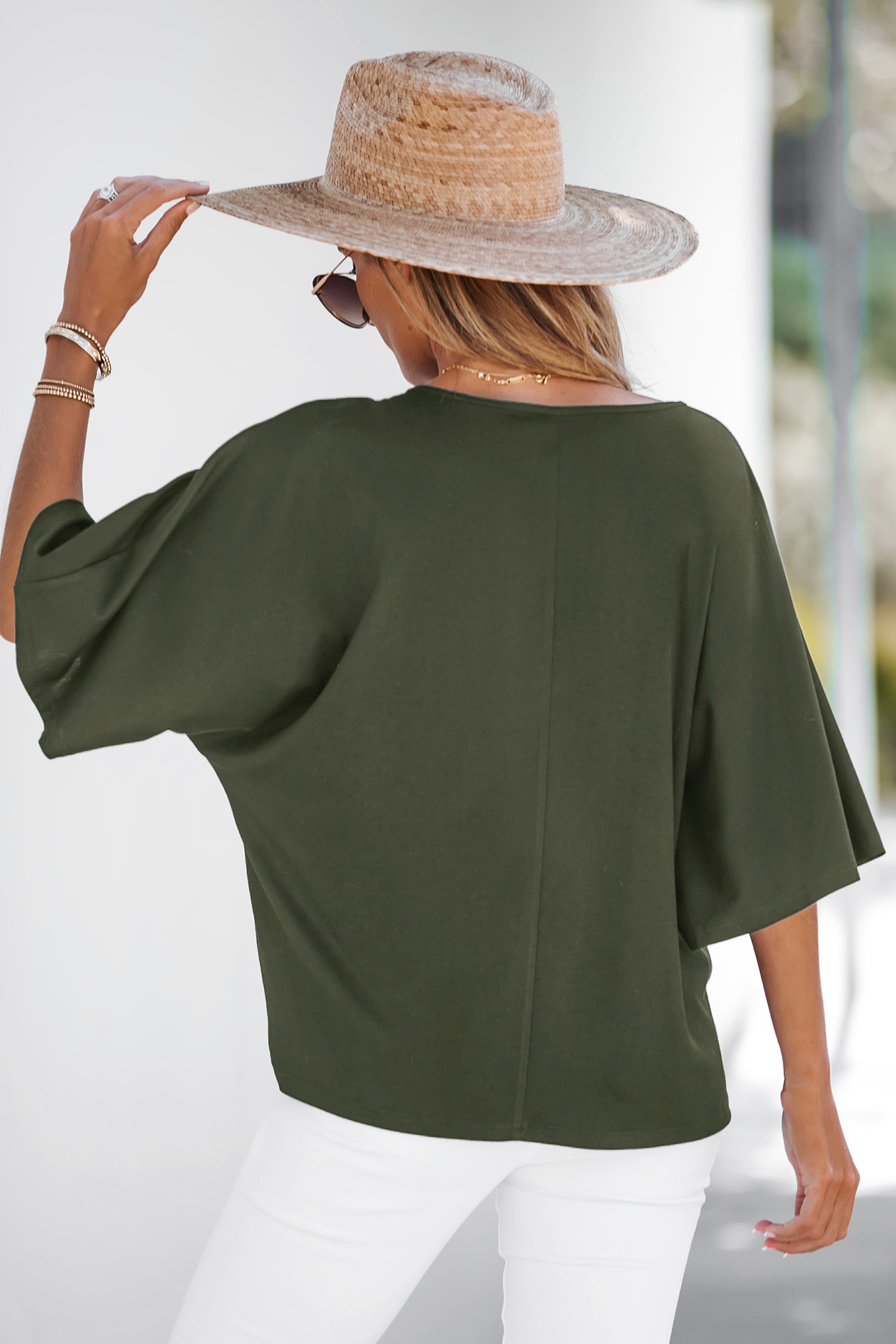 Breezy Tie Front Dolman Sleeve Top