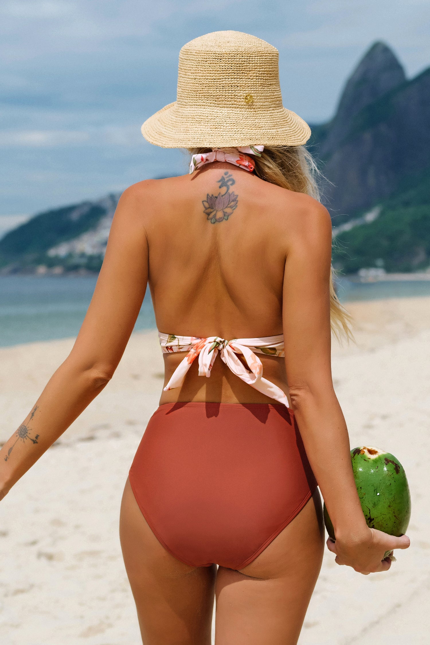 Spring Breath Garden Halter Tall Tri & High Waist Bikini Set