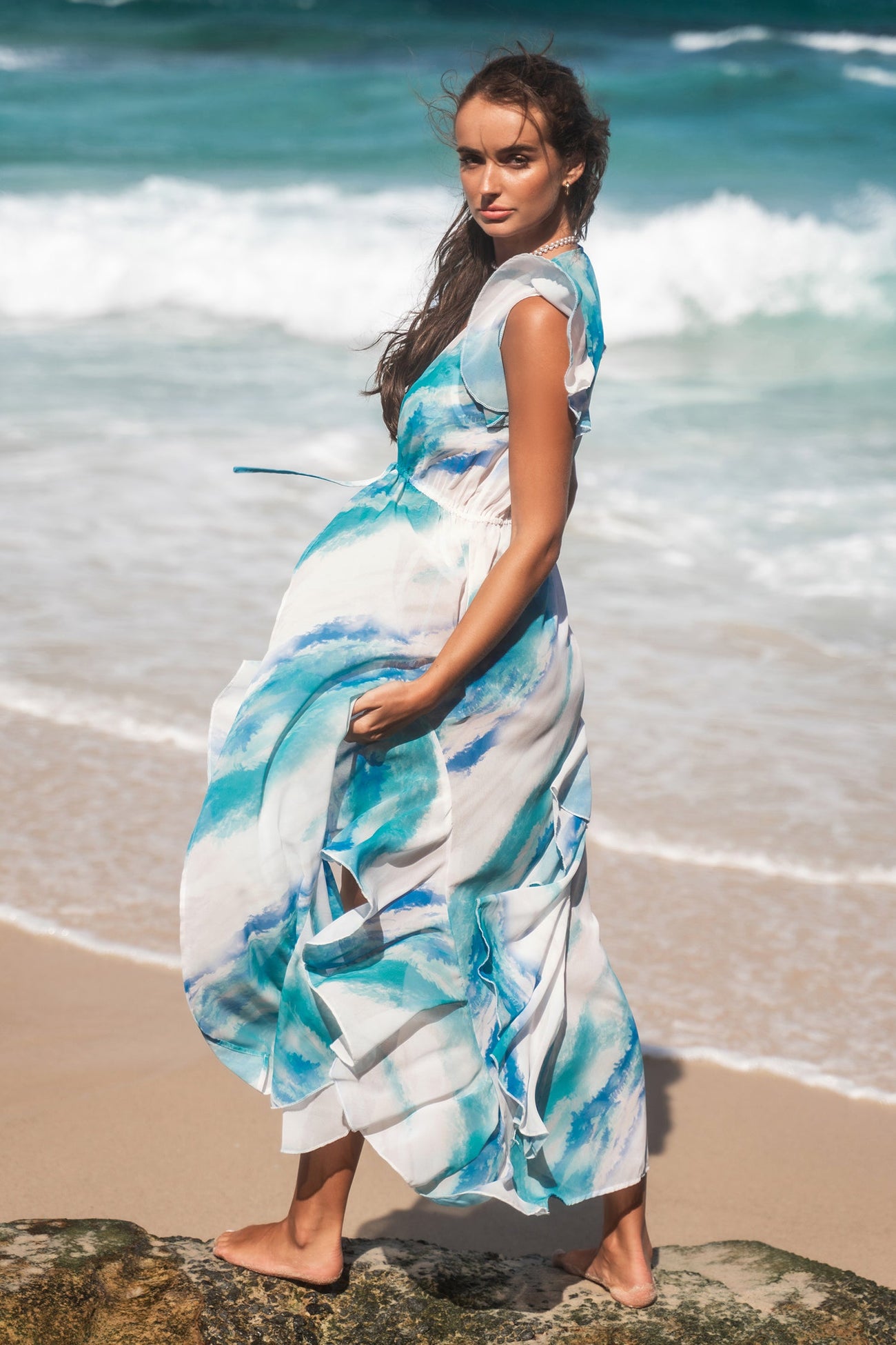 Watercolor Maxi Cover-Up Duster Kimono