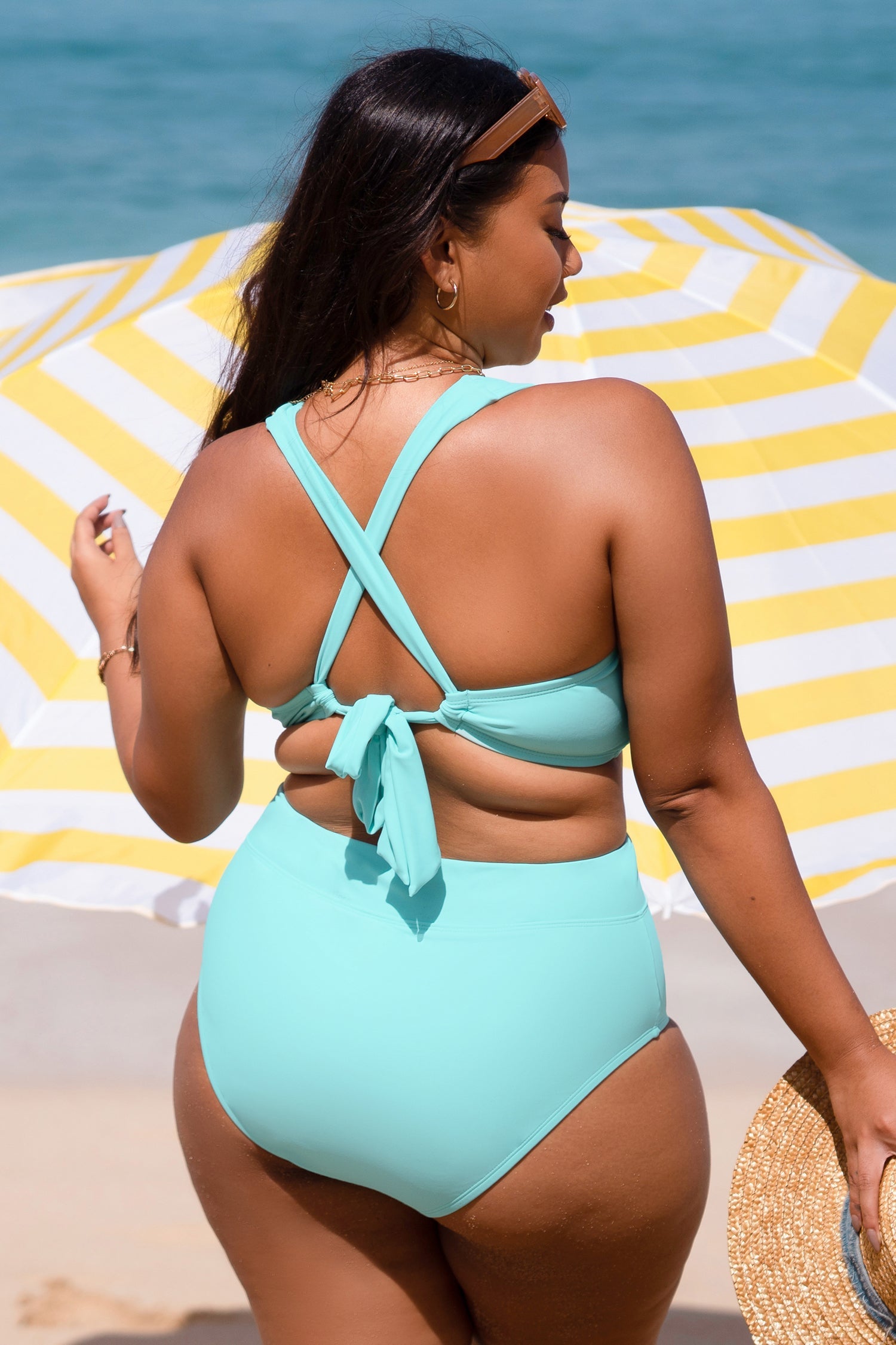 Aqua Splash High Waist Plus Size Bikini Bottoms