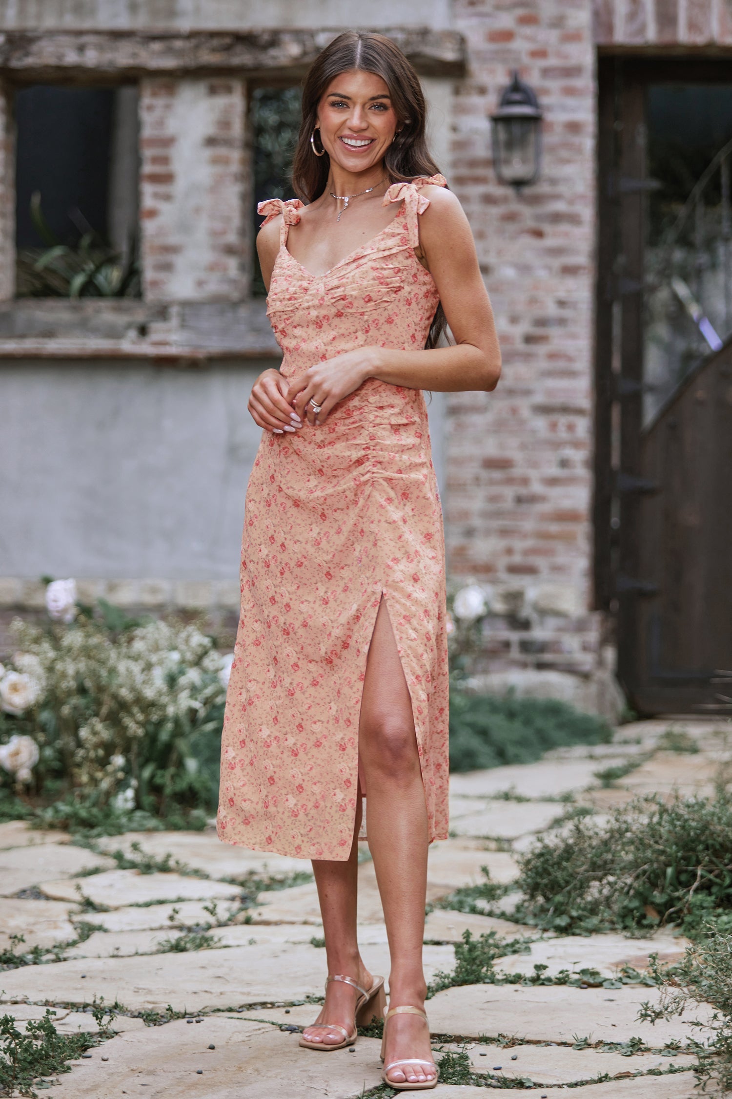 X Madison Bouquet Floral Print Ruched Dress