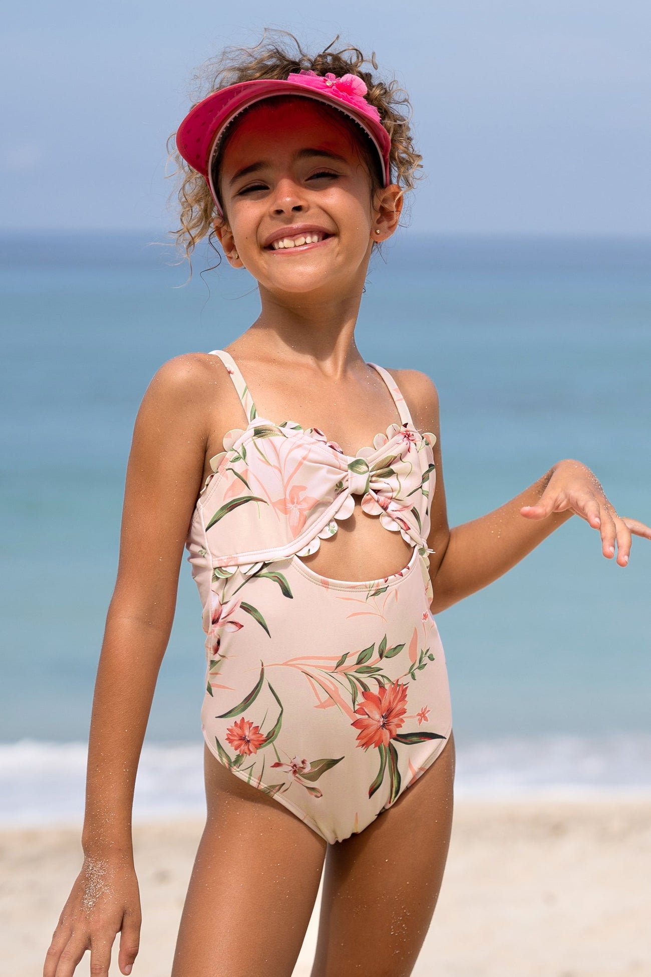 Girls Spring Breath Garden Scalloped One Piece Swimsuit