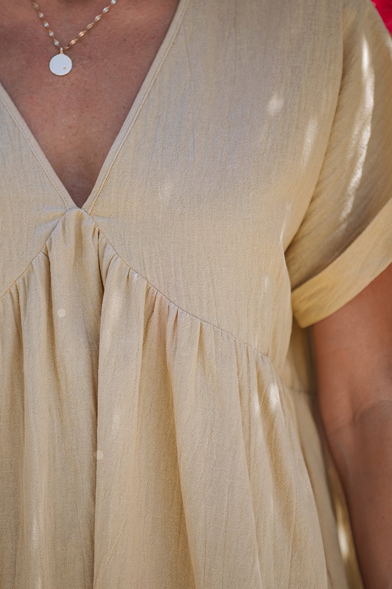 Apricot V-Neck Mini Dress