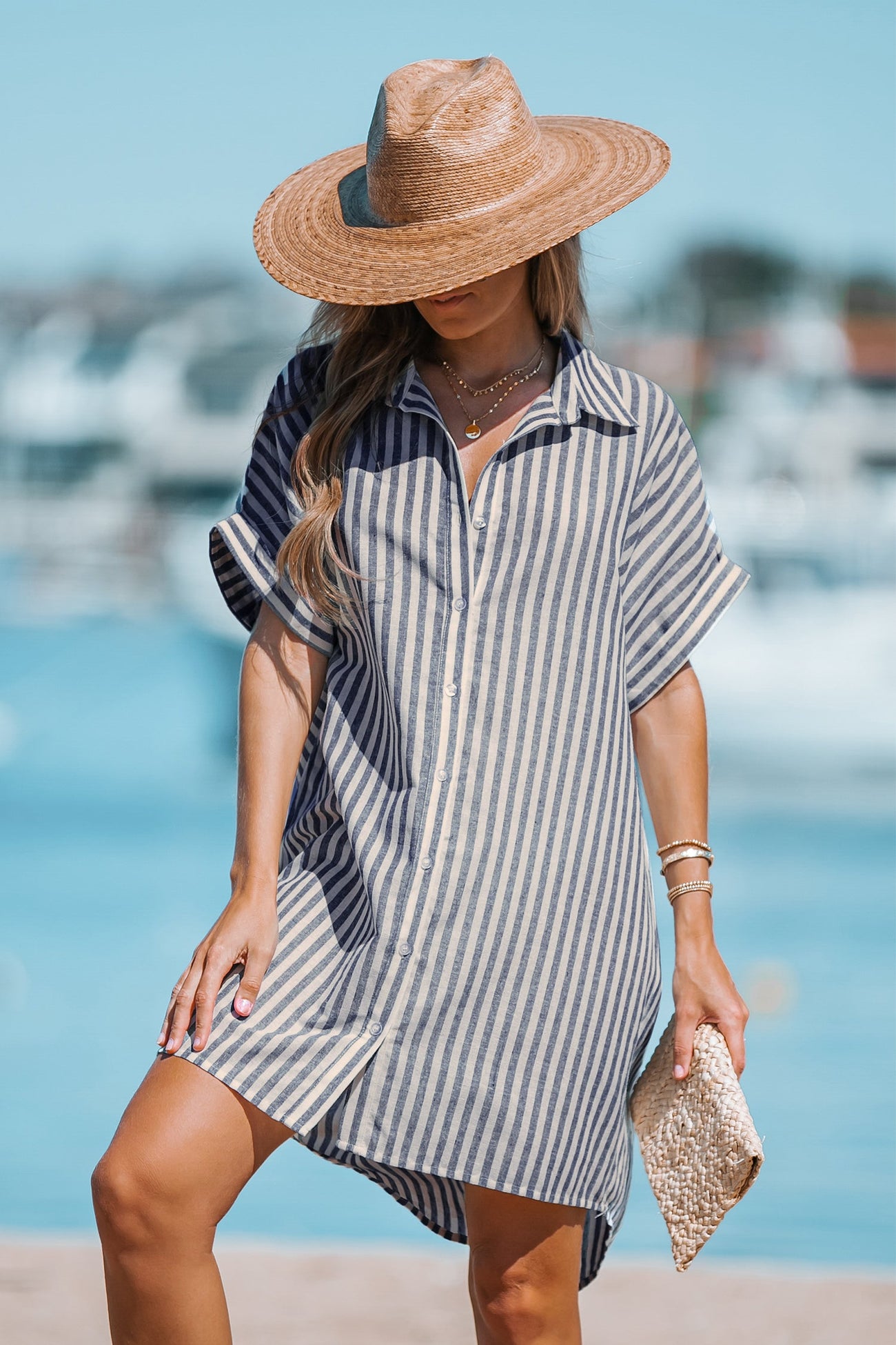 Striped Mini Shirt Dress