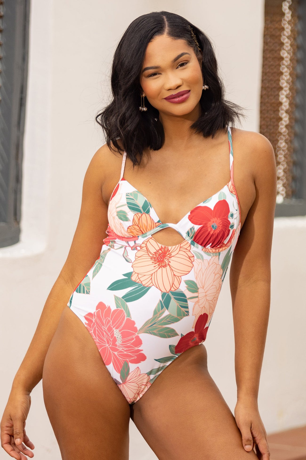 June Bloom Underwire Cross Back Cheeky One Piece Swimsuit