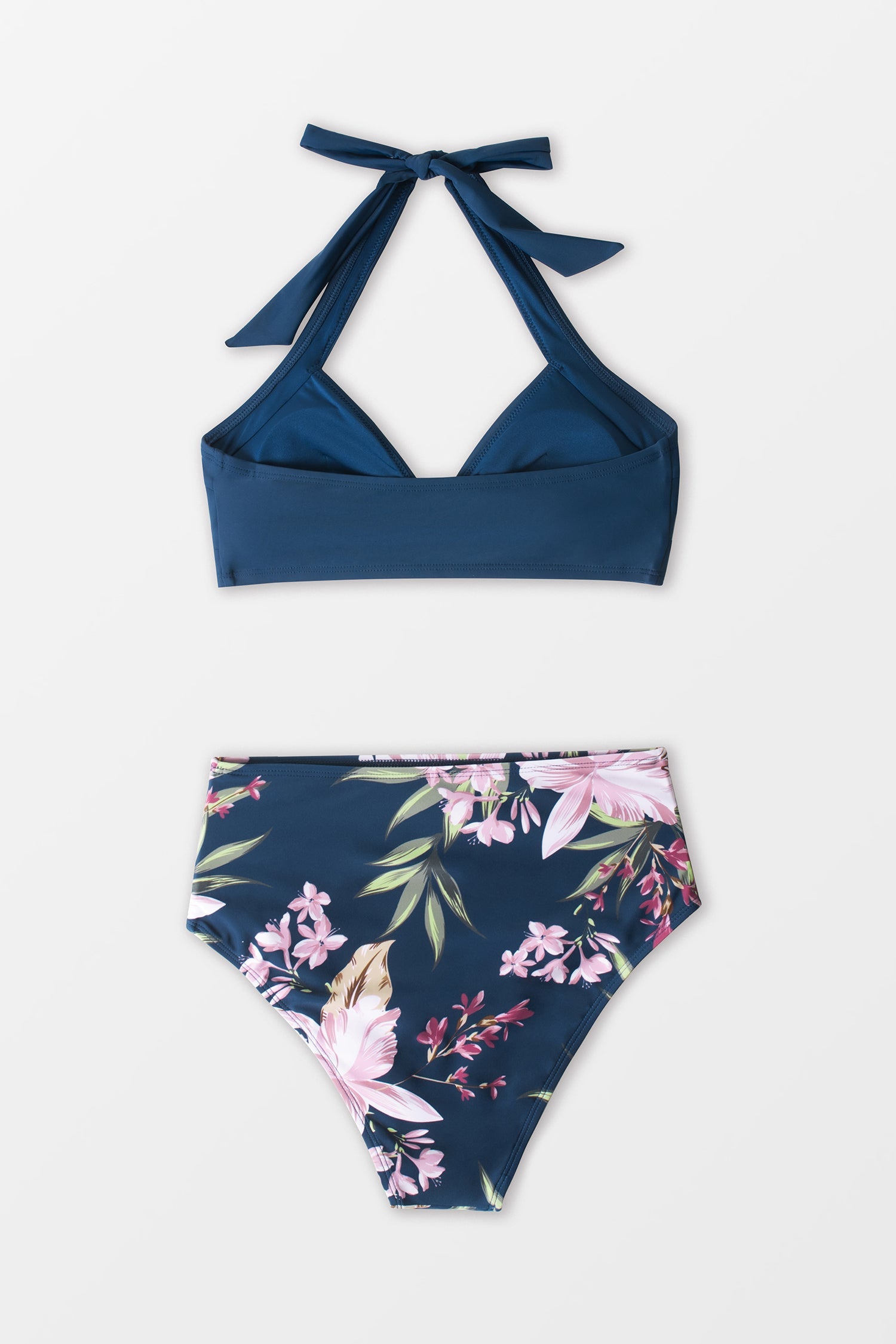 Winter Fantasy Halter Bralette and Shirred High Waist Bikini Set