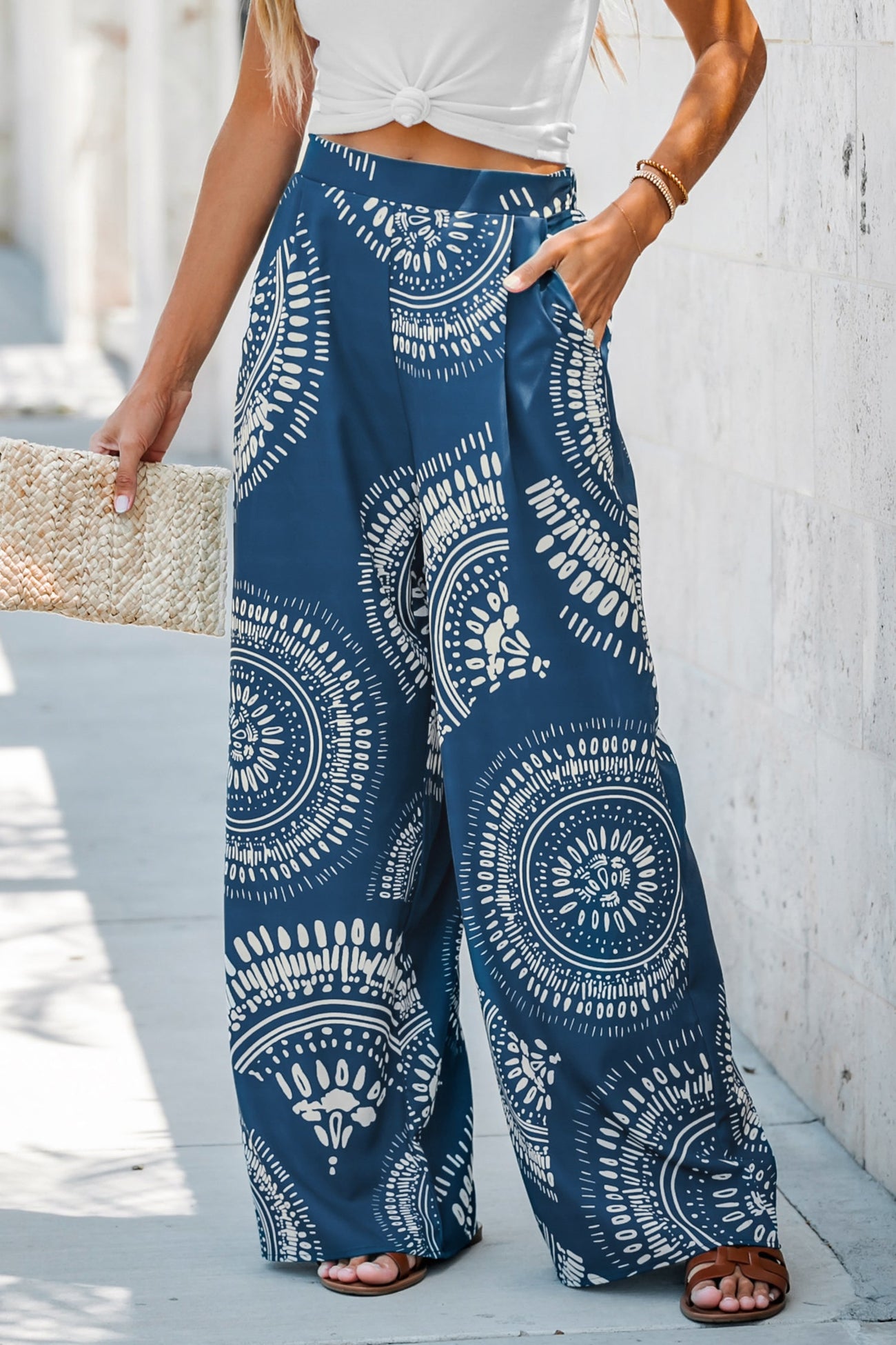 Ornate Print High Waist Pants