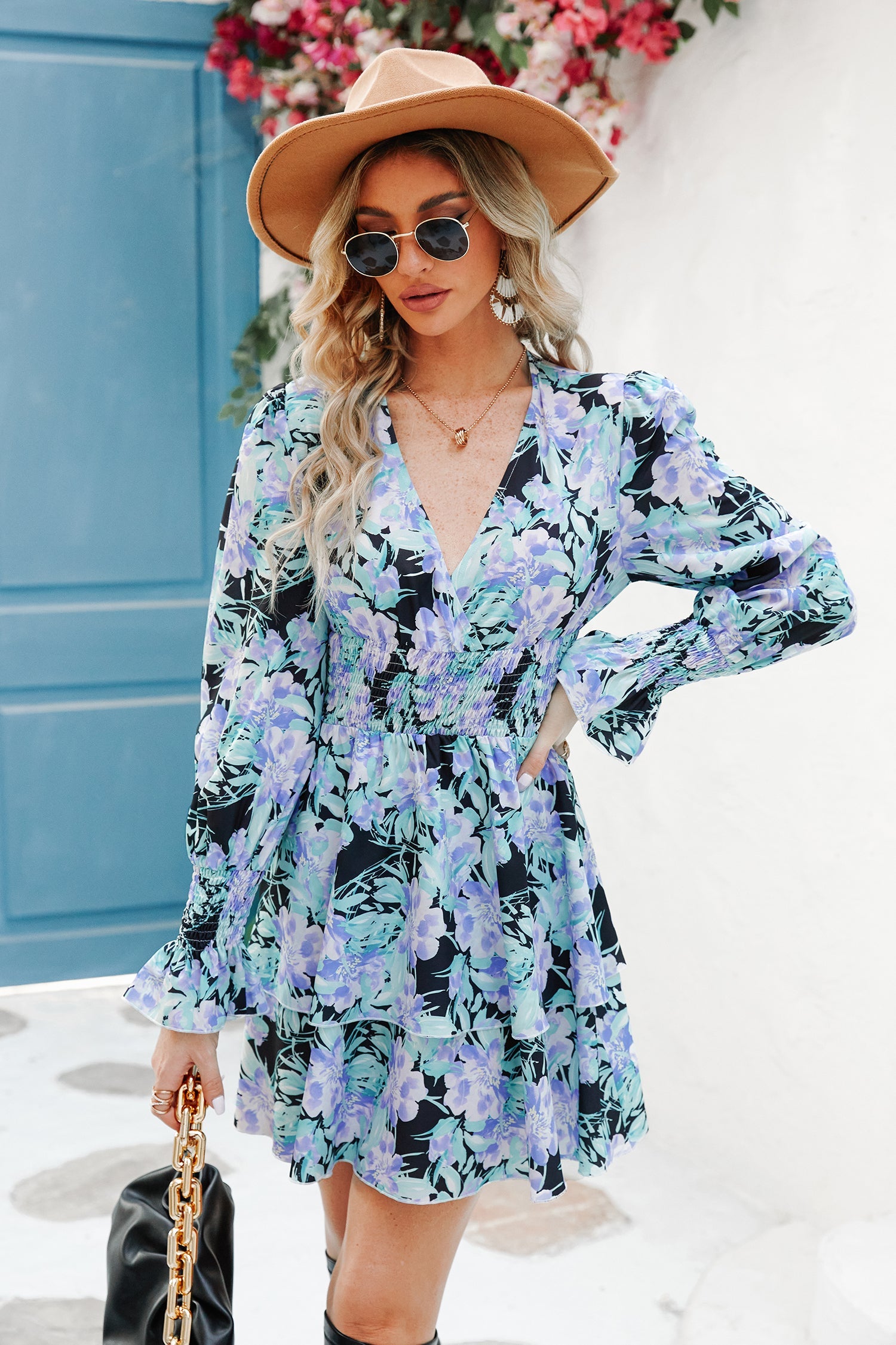70 Degrees Ditsy Floral Smocked Dress