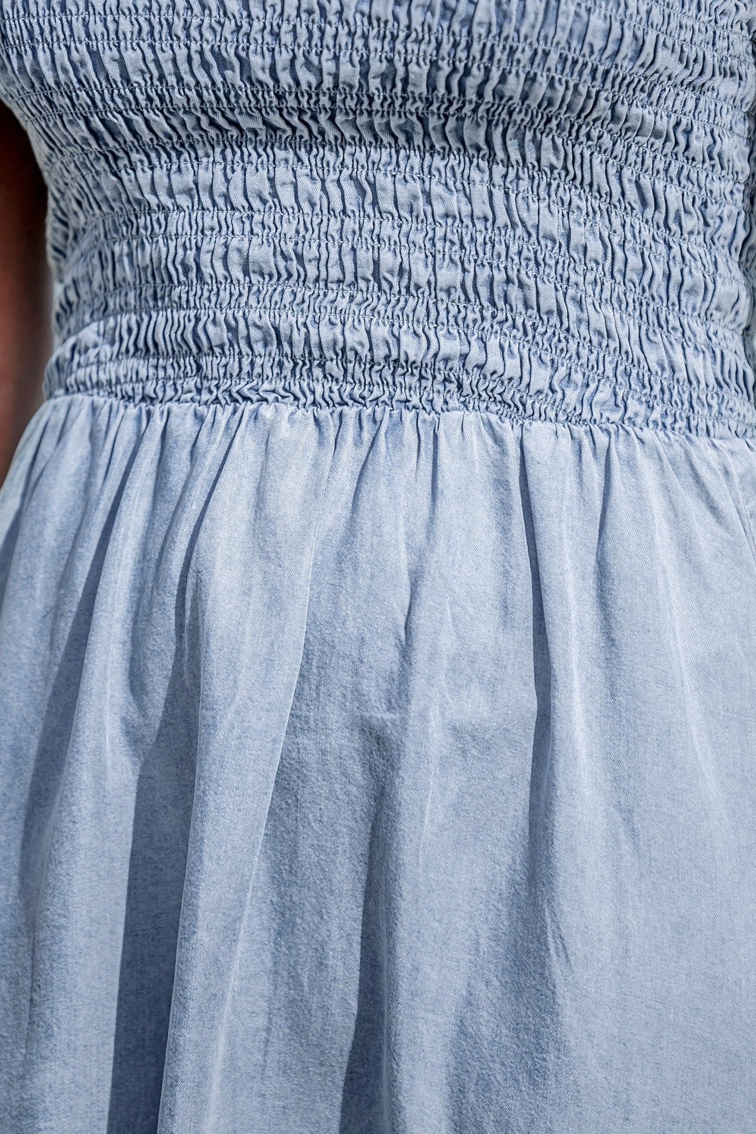 Shakira Smocked Denim Cami Mini Dress