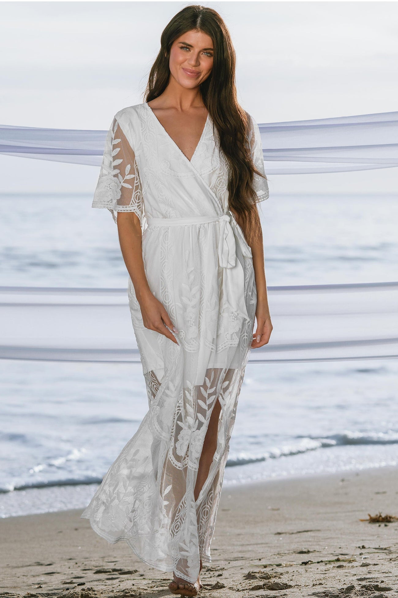 X Madison Beach Wedding Yours Forever Tiered Lace Maxi Dress