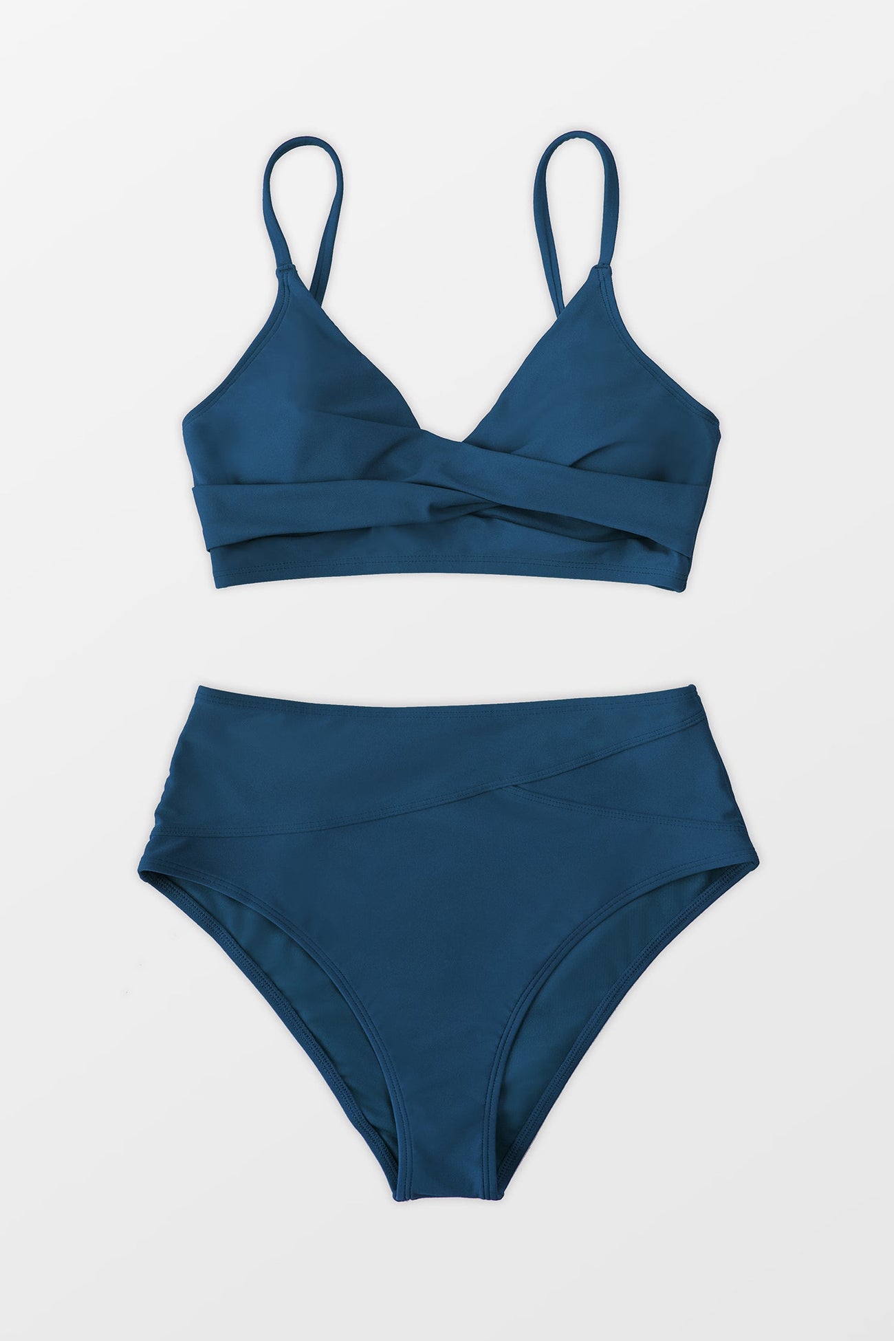Marsala Nail Blue Twist High Waisted Bikini