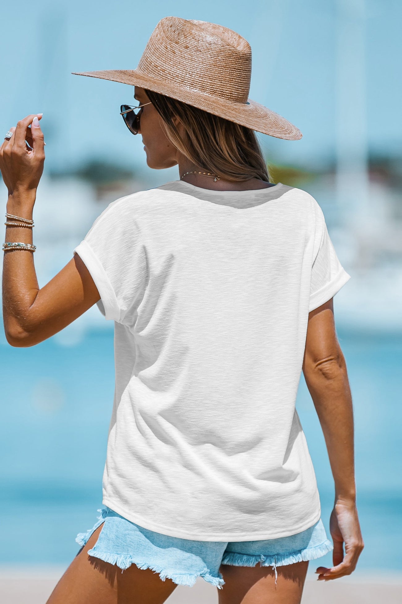 Slub Knit V-Neck Tee