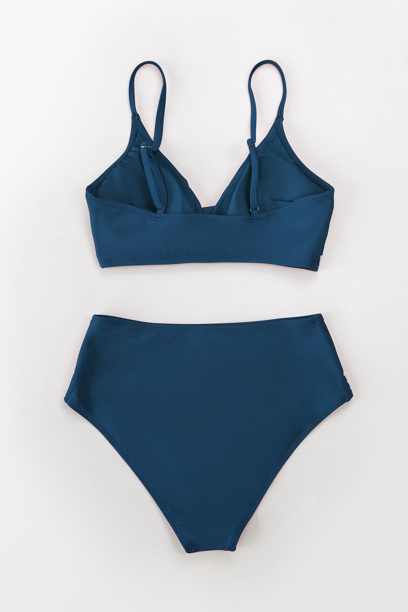 Marsala Nail Blue Twist High Waisted Bikini