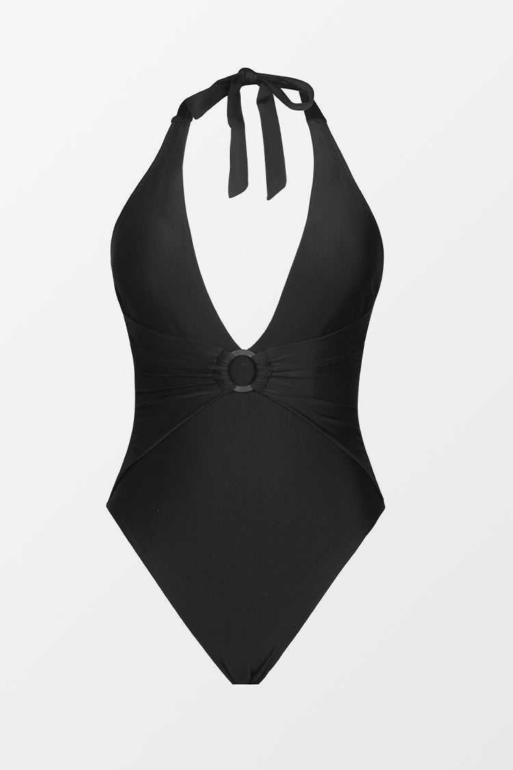 Wild Romance Deep V Neck Belted One Piece Swimsuit