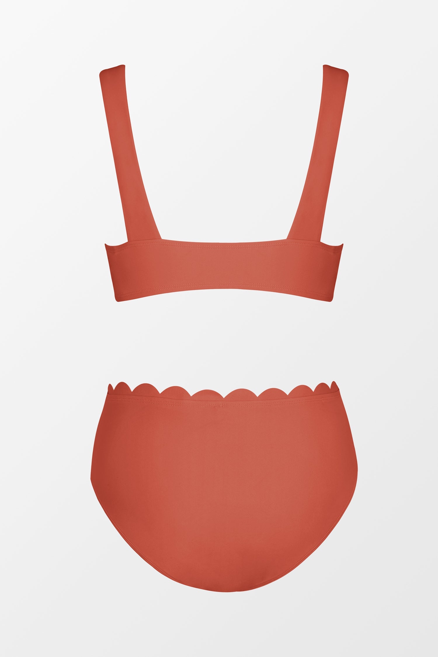 Marsala Scalloped Bralette & Mid Rise Hipster Bikini Set
