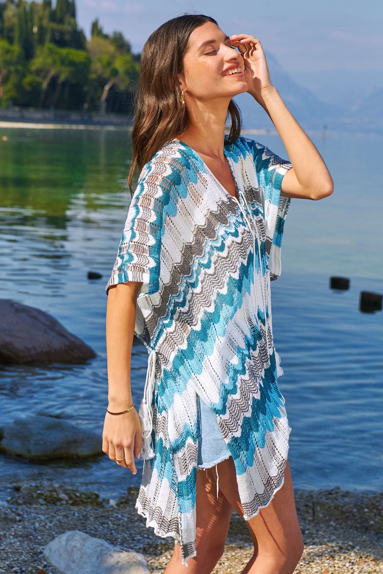 Chevron Colorblock Crochet Cover-Up