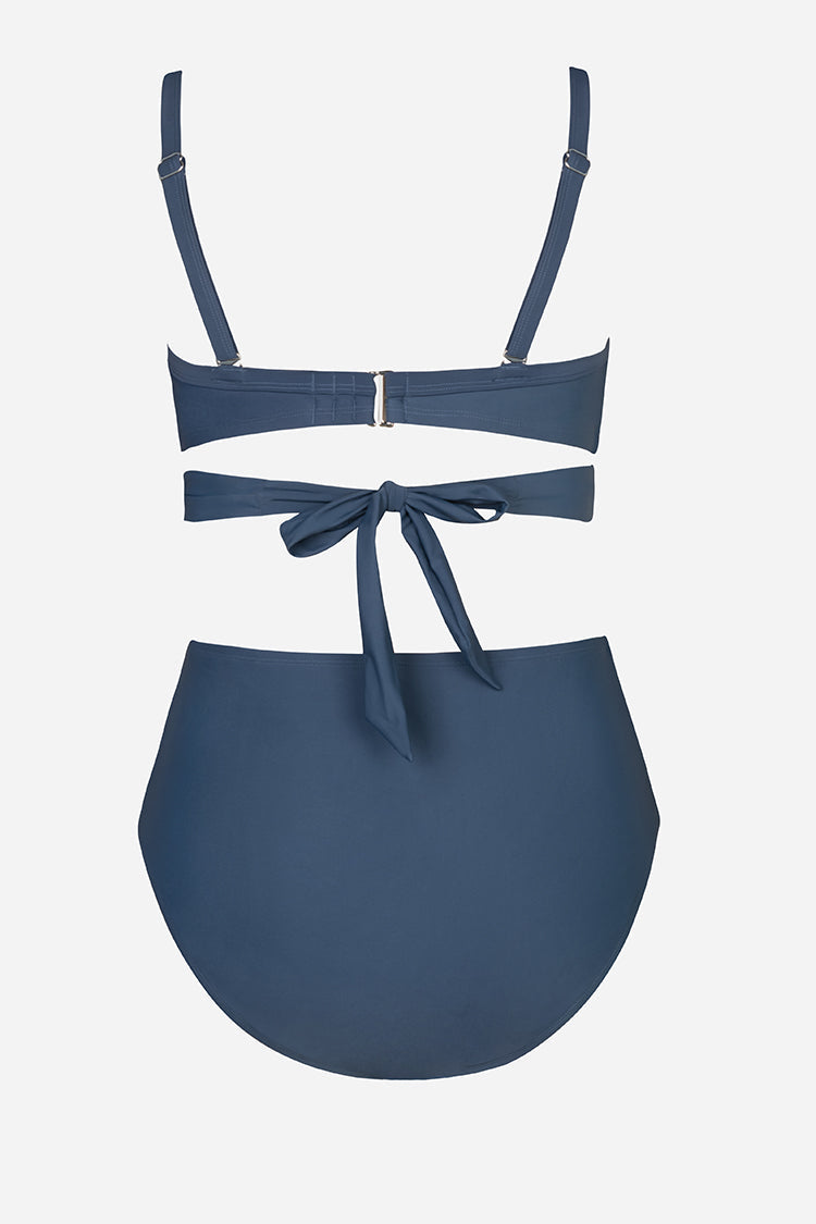 Wrap Bralette & Knotted Sash High Waist Plus Size Bikini Set