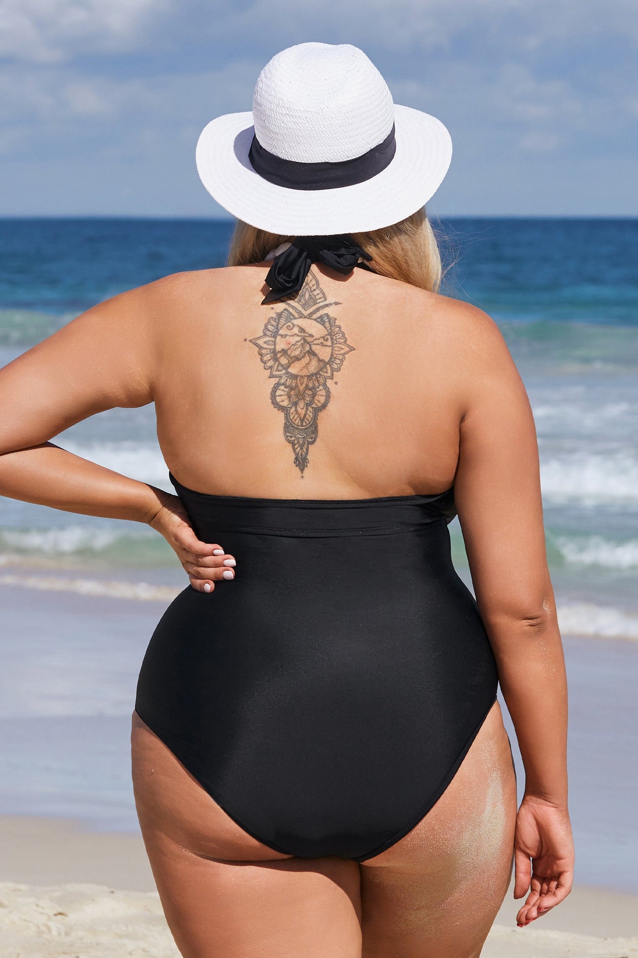 Emerge Strappy Shirred Mesh Plus Size One Piece Swimsuit