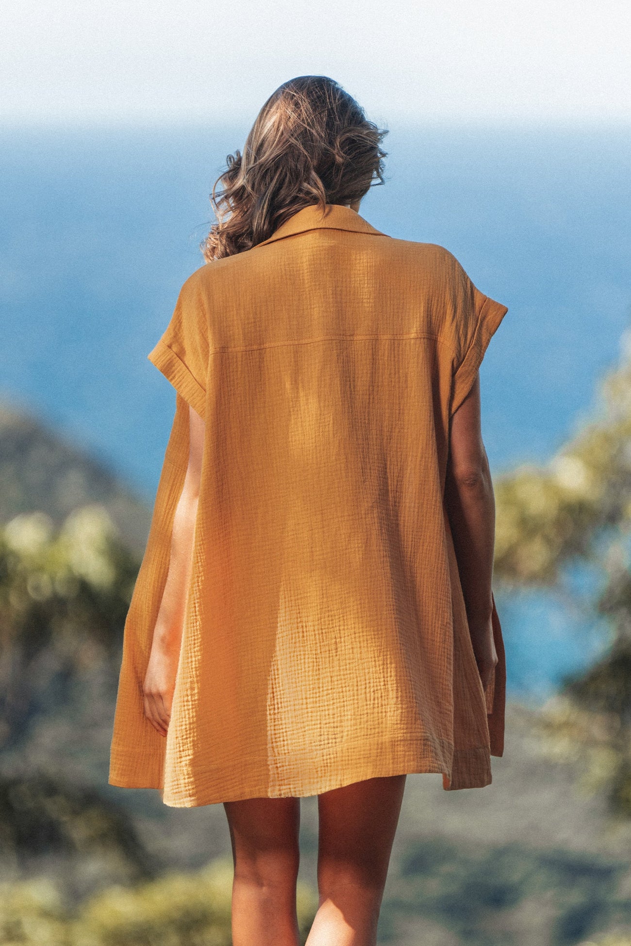 Seersucker Button-Front Shirt Dress