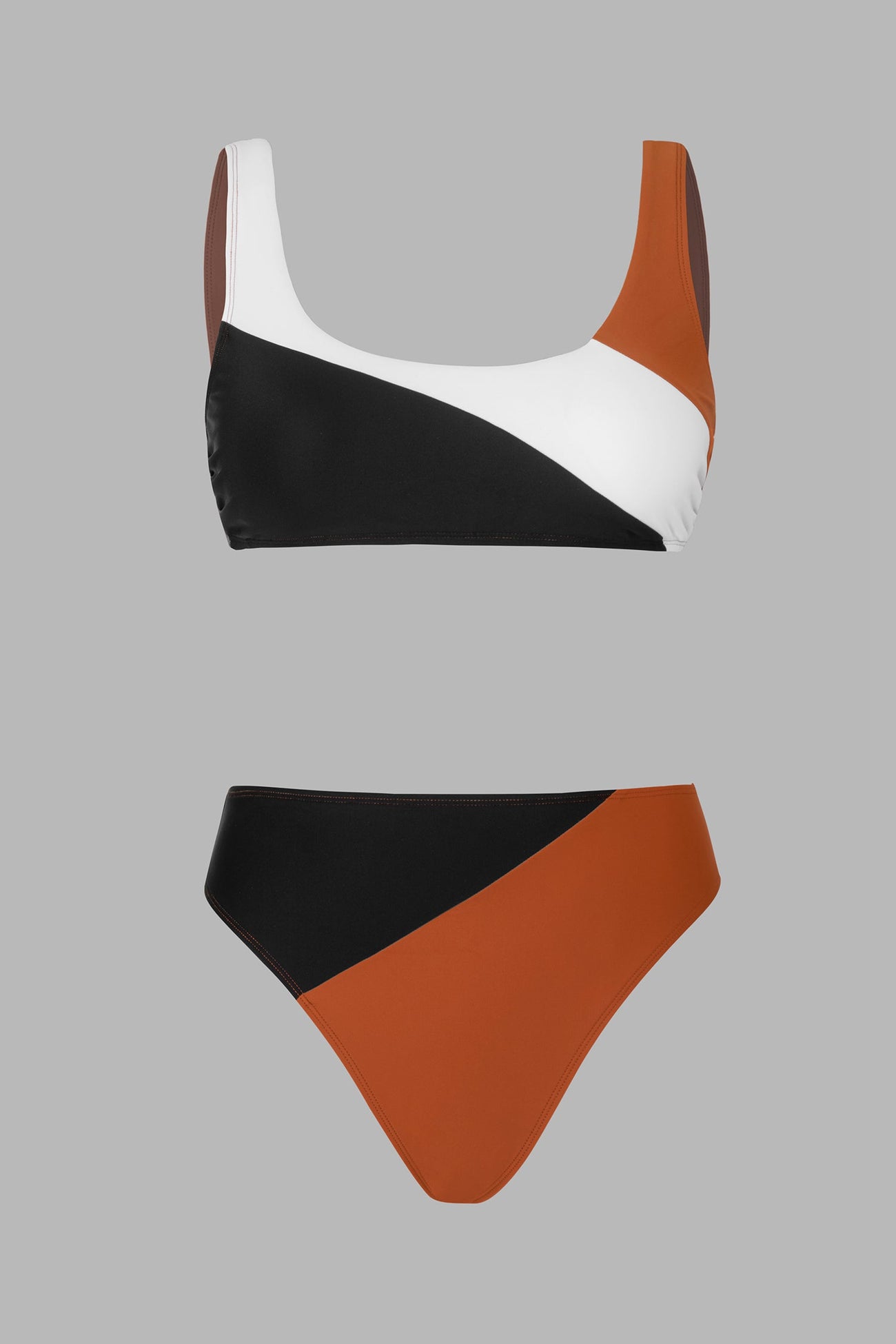 Colorblock Colombia Coast Scoop Bralette & High Waist Bikini Set