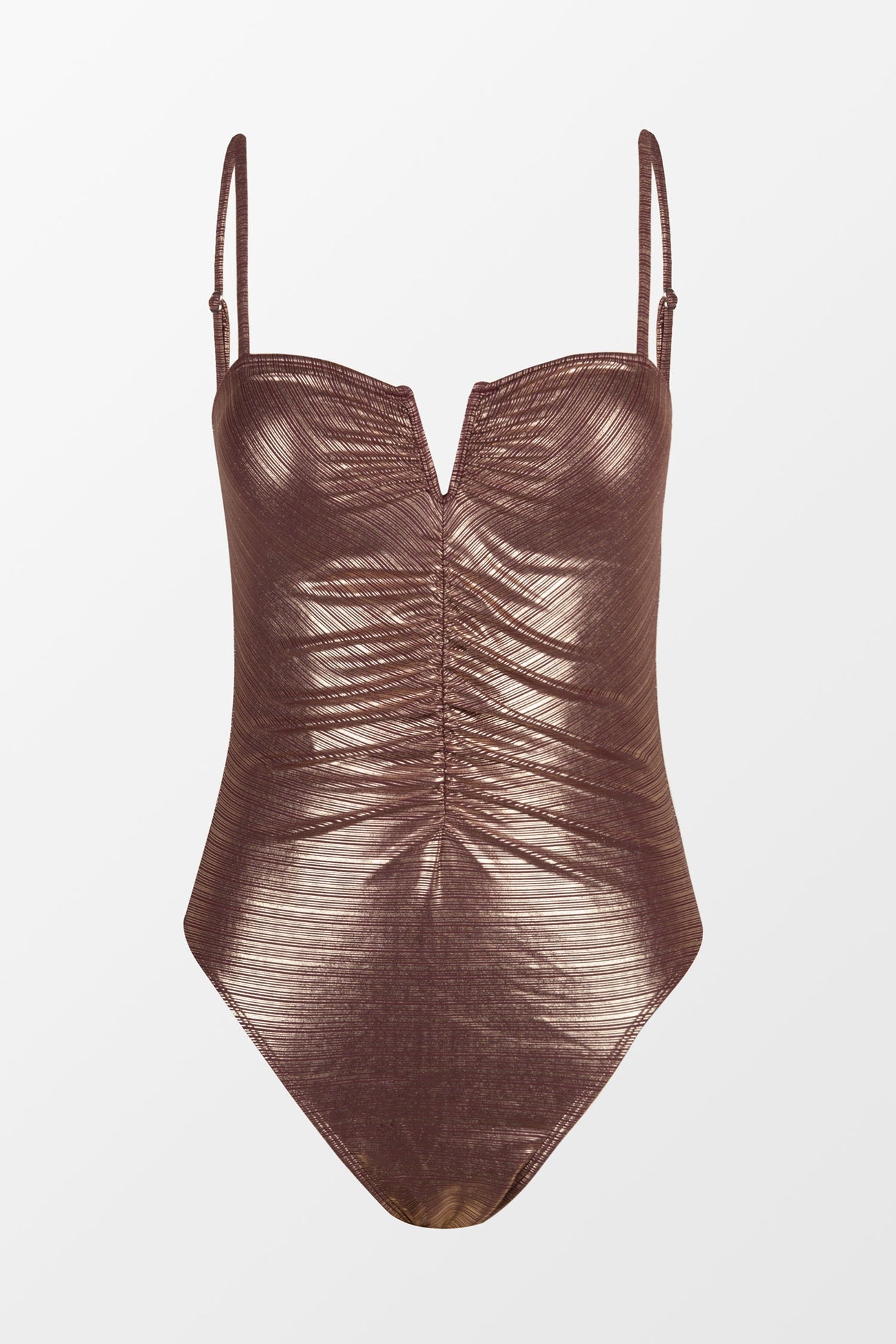 Shine Line V-Wire Ruched Cheeky One Piece Swimsuit
