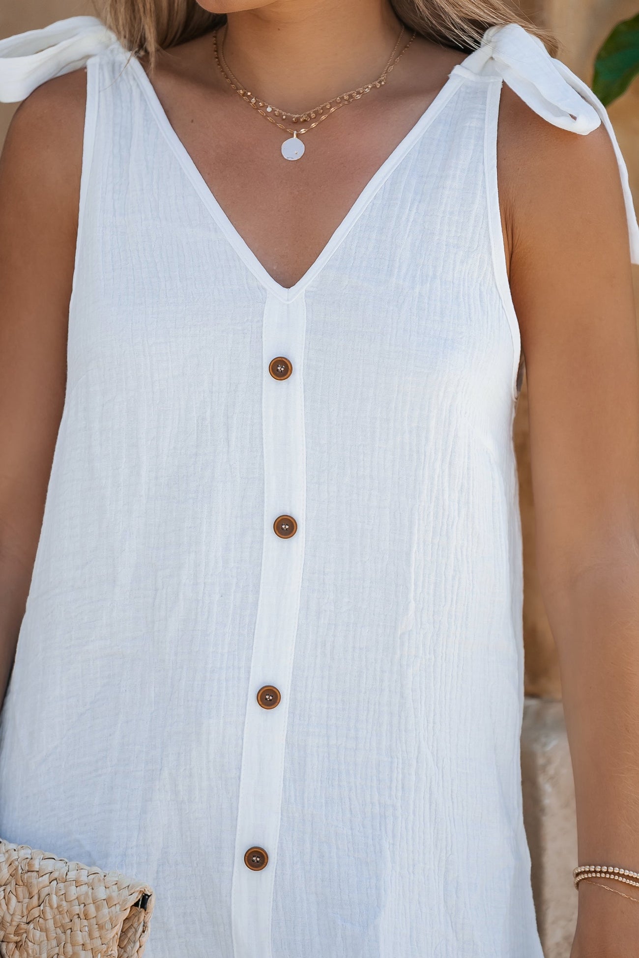 Seersucker Tie Straps Cami