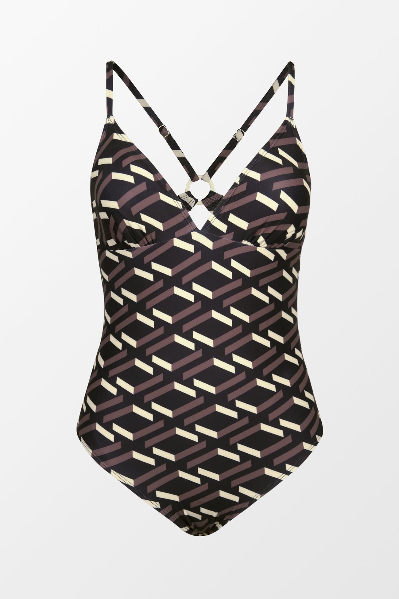 Fun Plaid O-Ring Cutout One Piece Swimsuit