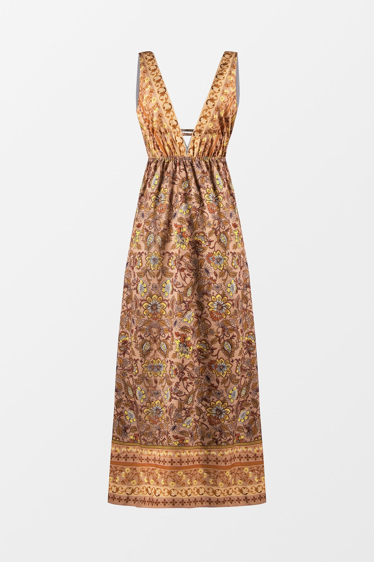 Vacation V Neck Paisley Print Maxi Dress