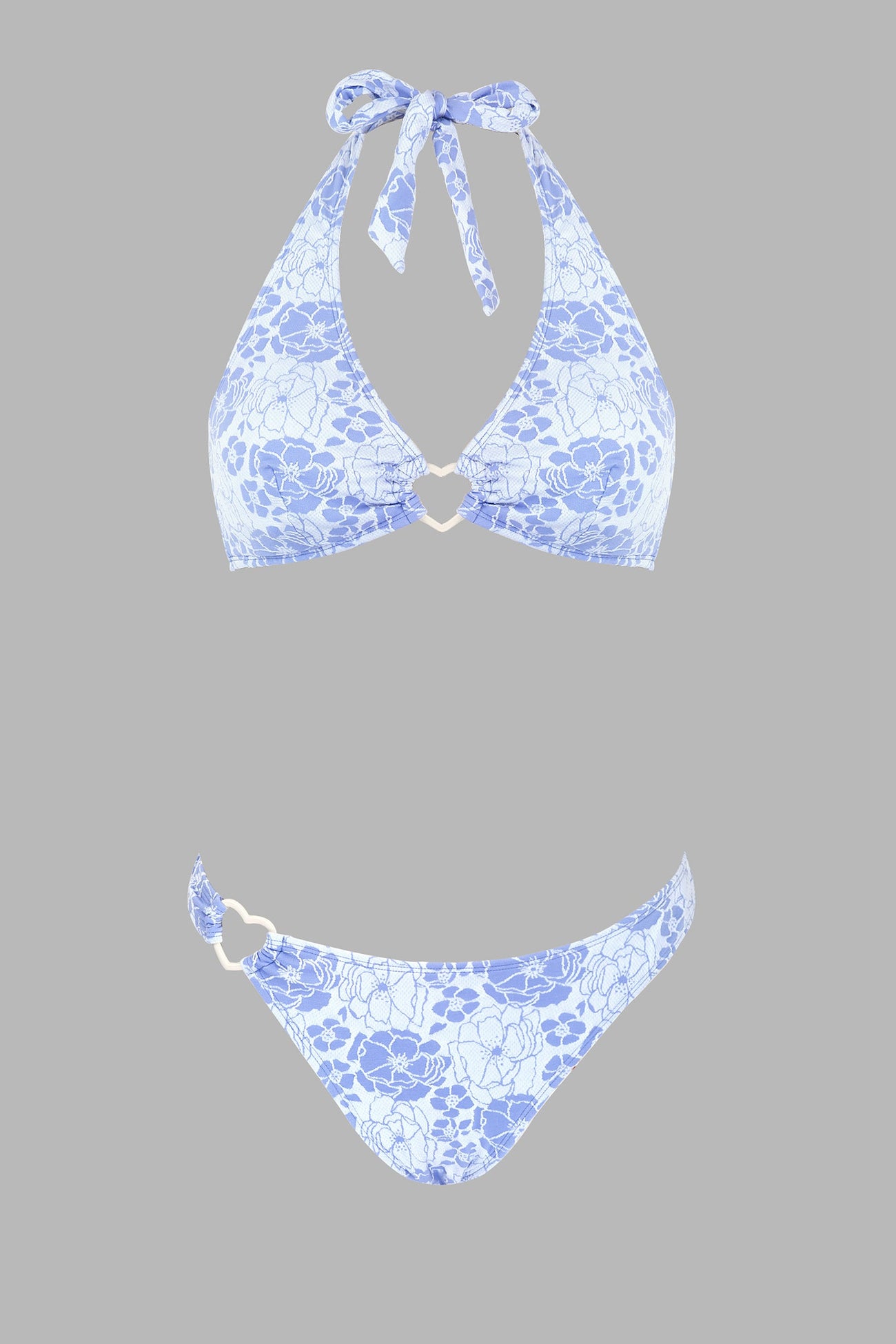 Dreamlike Jacquard Heart-Ring Halter & Cheeky Hipster Bikini Set