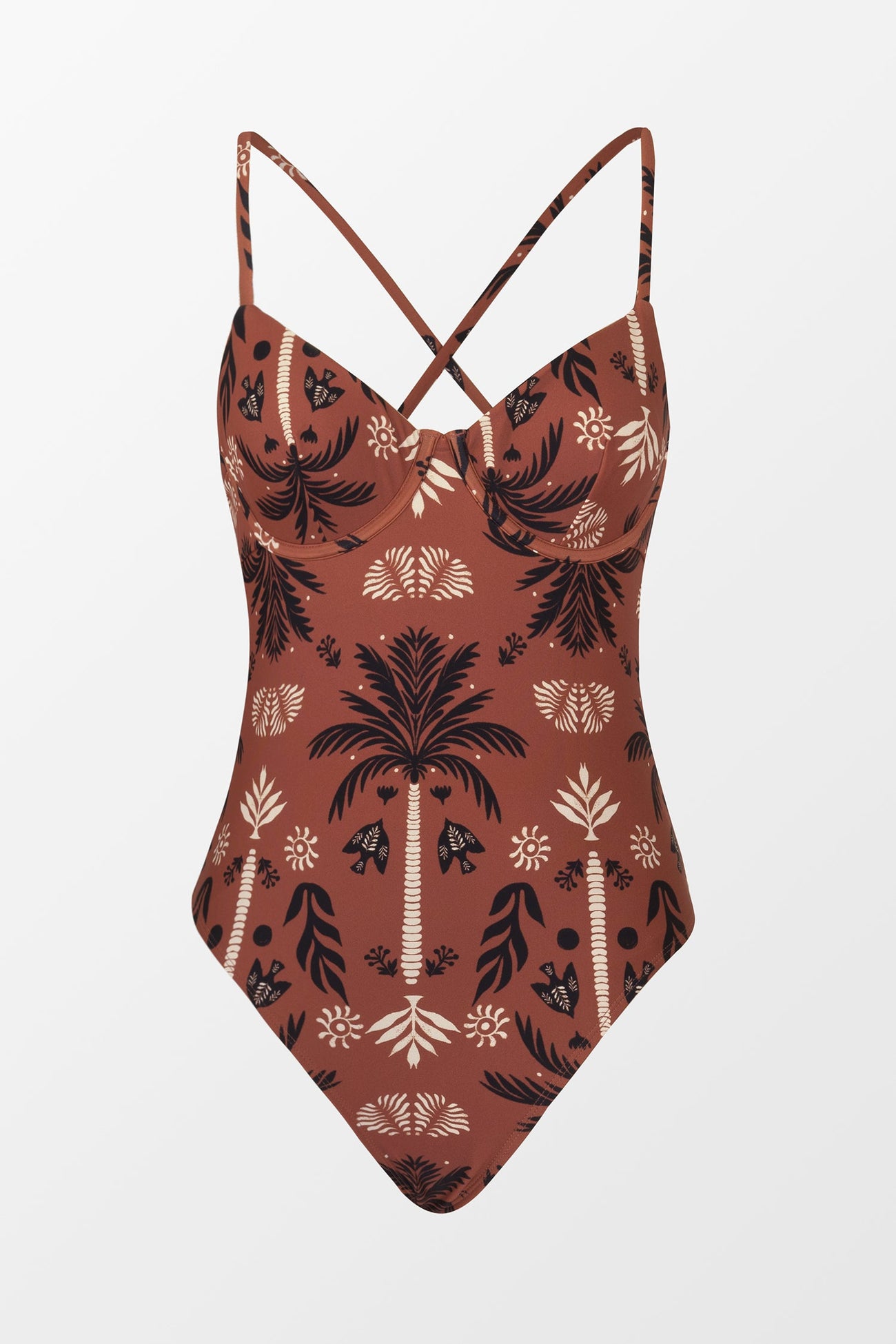 Keep Palm Underwire Tie Back Cheeky One Piece Swimsuit
