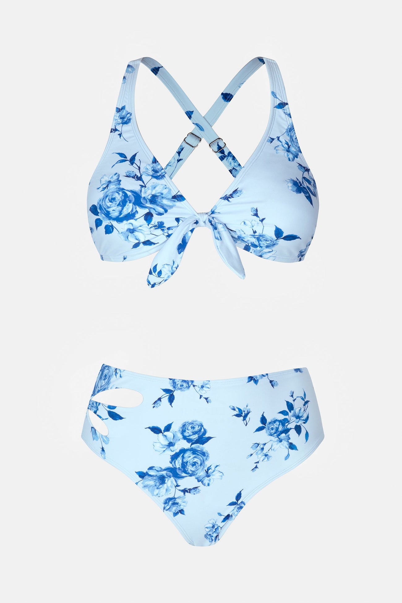 Midnight Rose Knotted Top & O-Ring Cutout Bikini Set