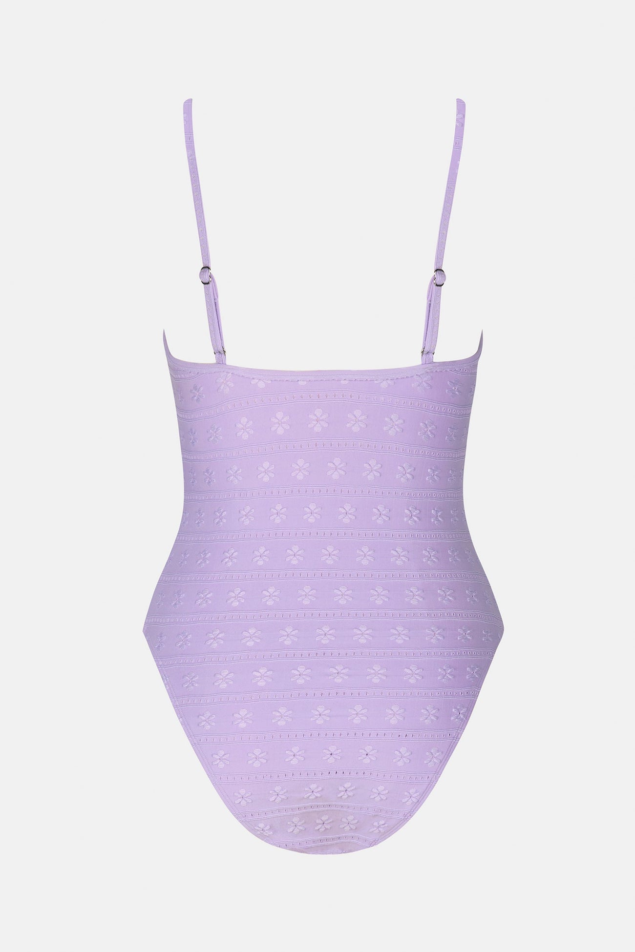 Daisy Eyelet Plunge V-Wire One Piece Swimsuit