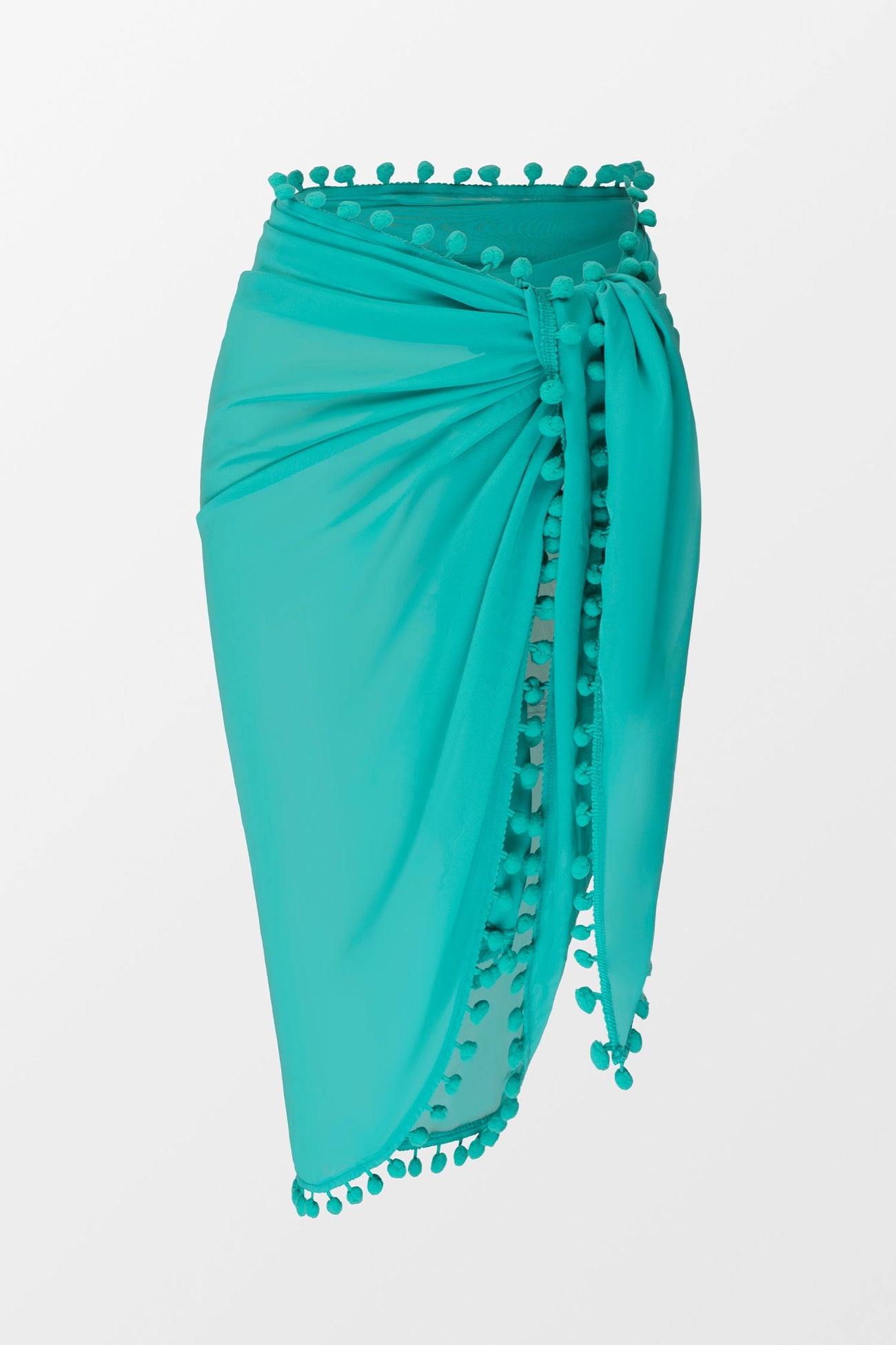 Pom Pom Trim Tie Side Cover-Up Sarong
