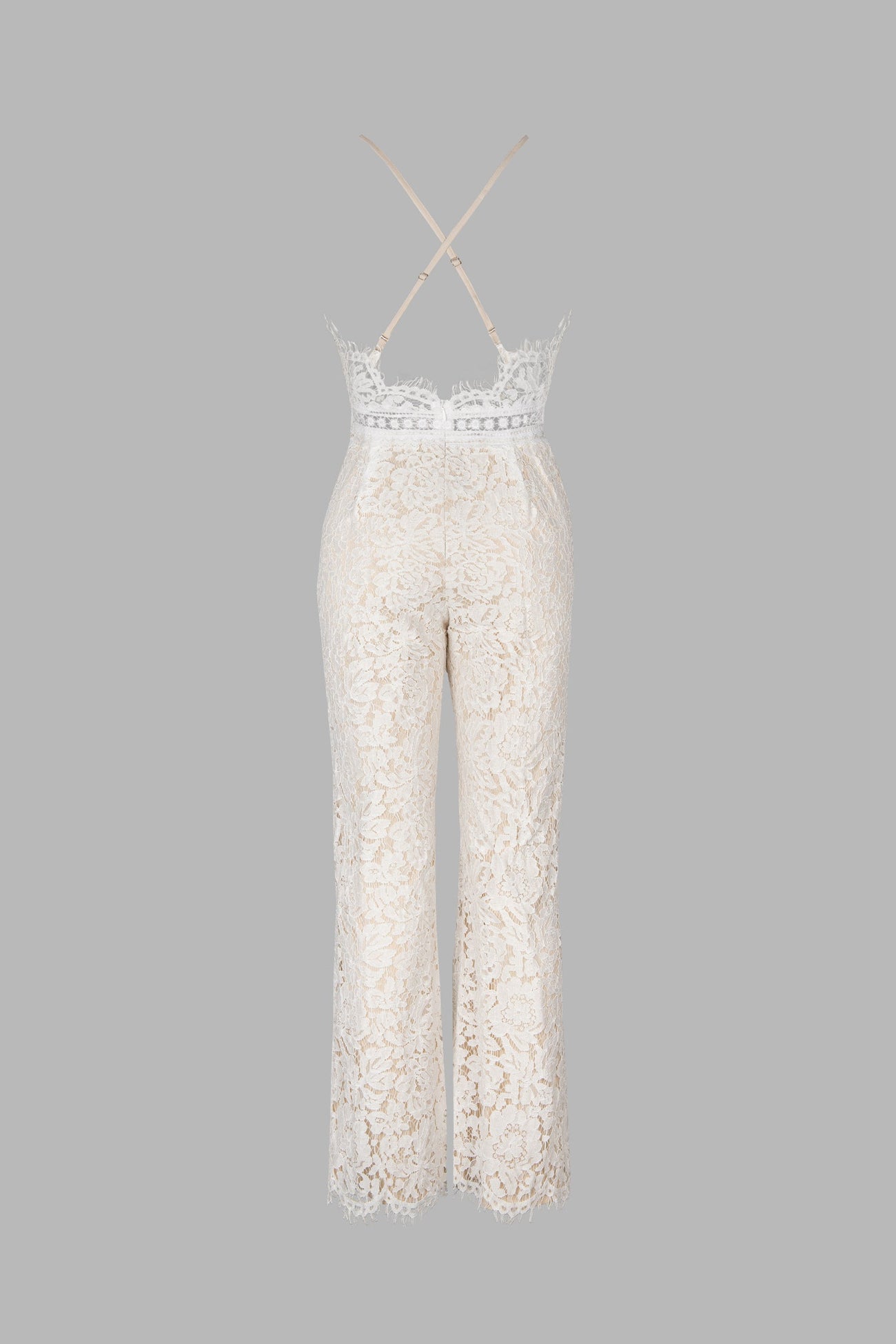 X Madison Beach Wedding Honeymoon Lace Strappy Fitted Jumpsuit