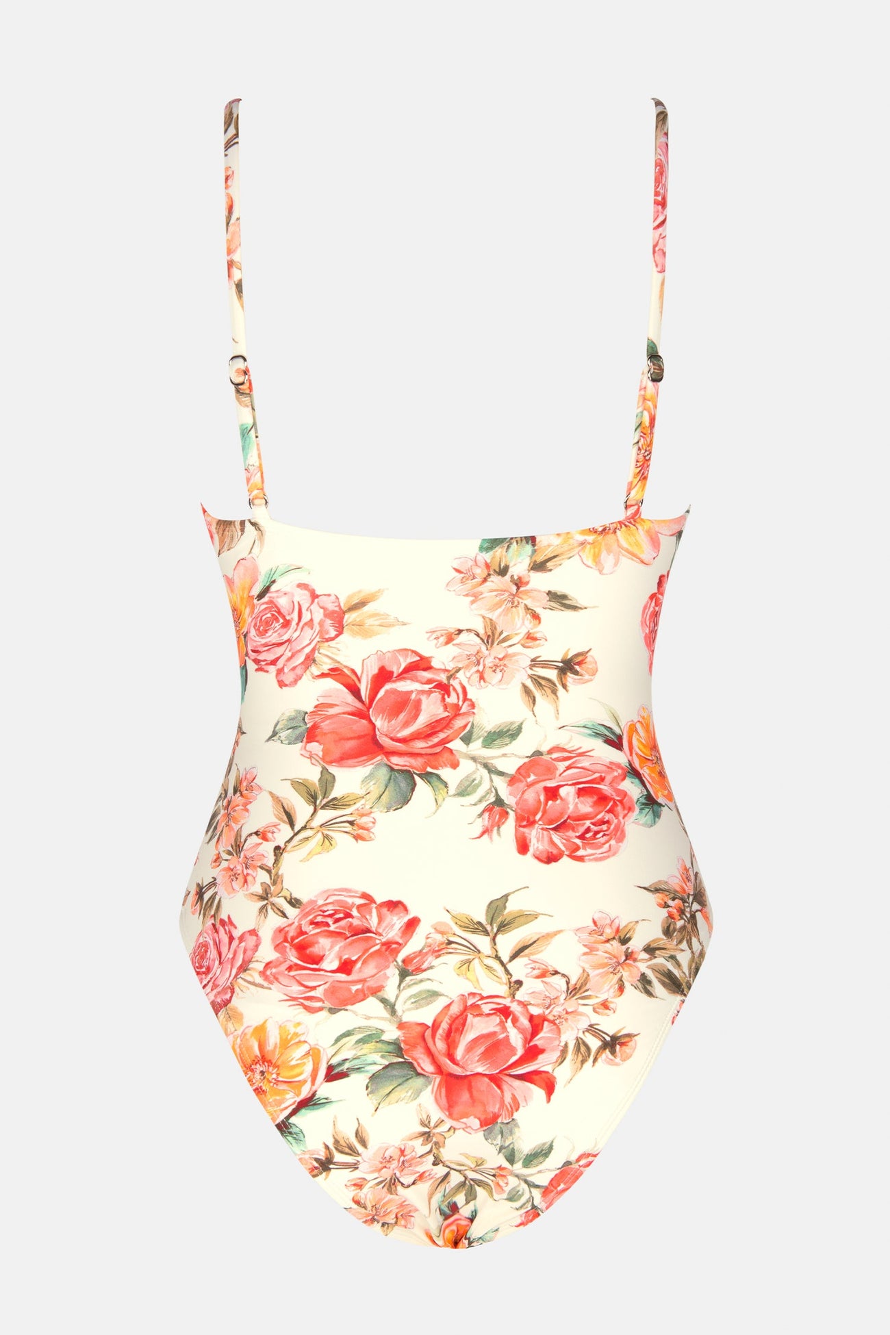 Elegant Rose Twisted Cutout Cheeky One Piece Swimsuit