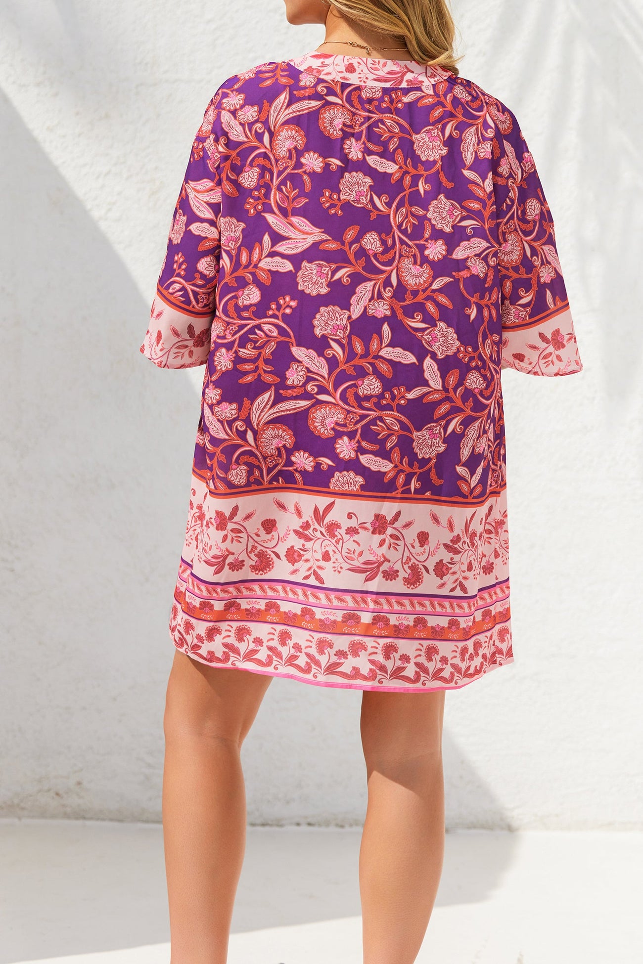Warm Purple Paisley Print Cover-Up Kimono