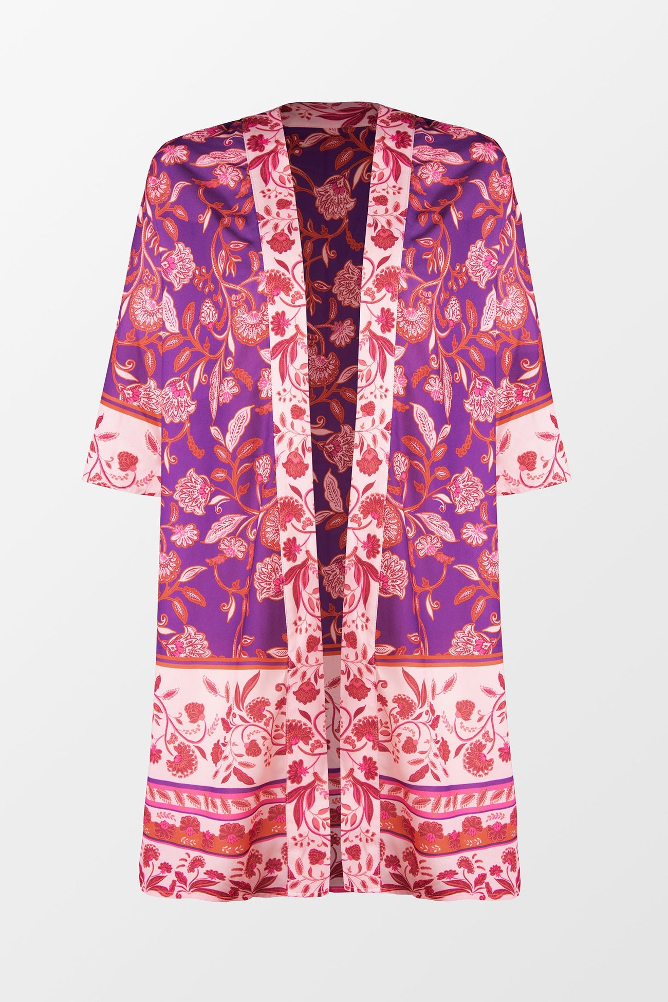 Warm Purple Paisley Print Cover-Up Kimono